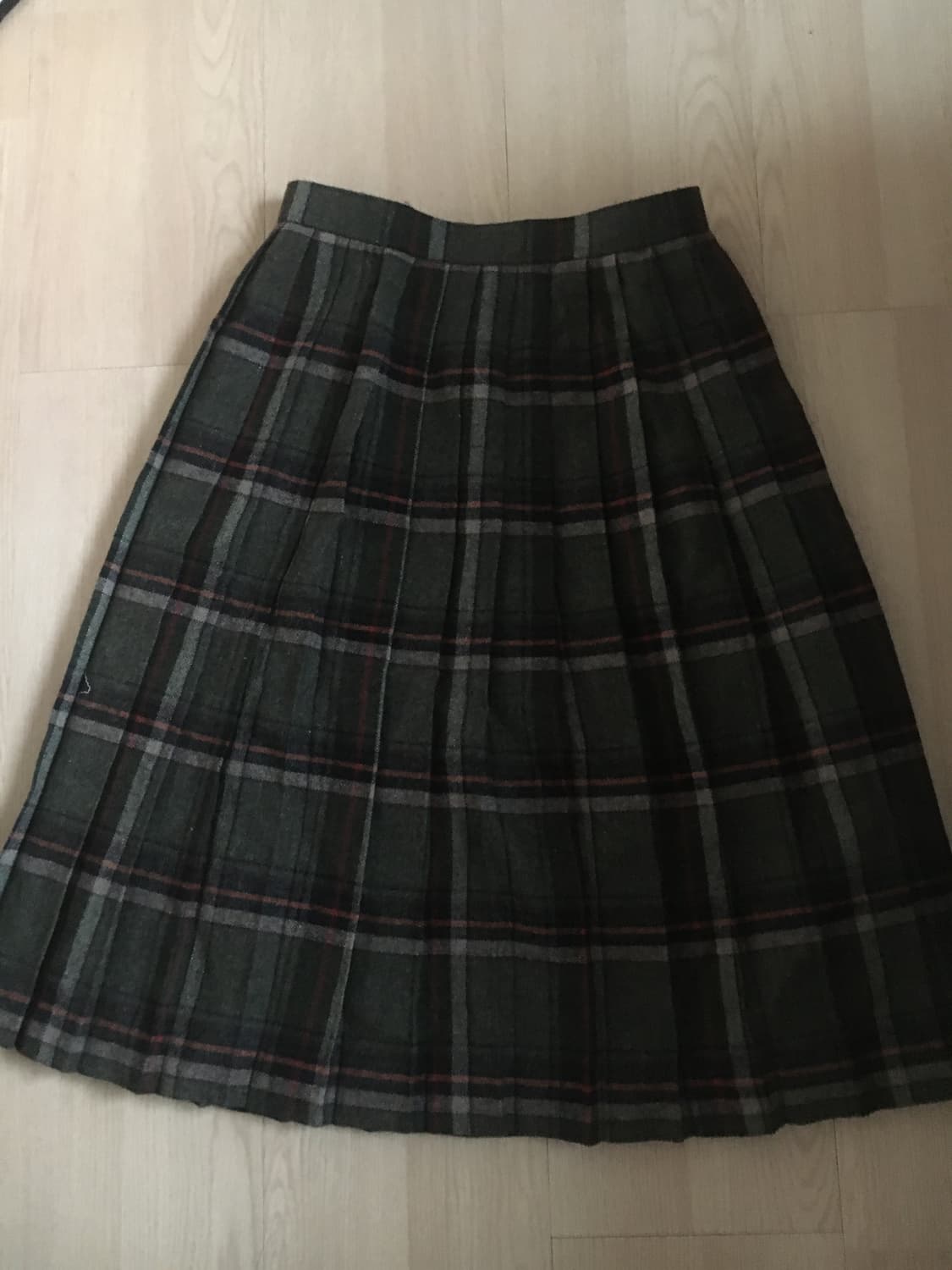 빈티지 체크 플리츠 미디 스커트 상품이미지1