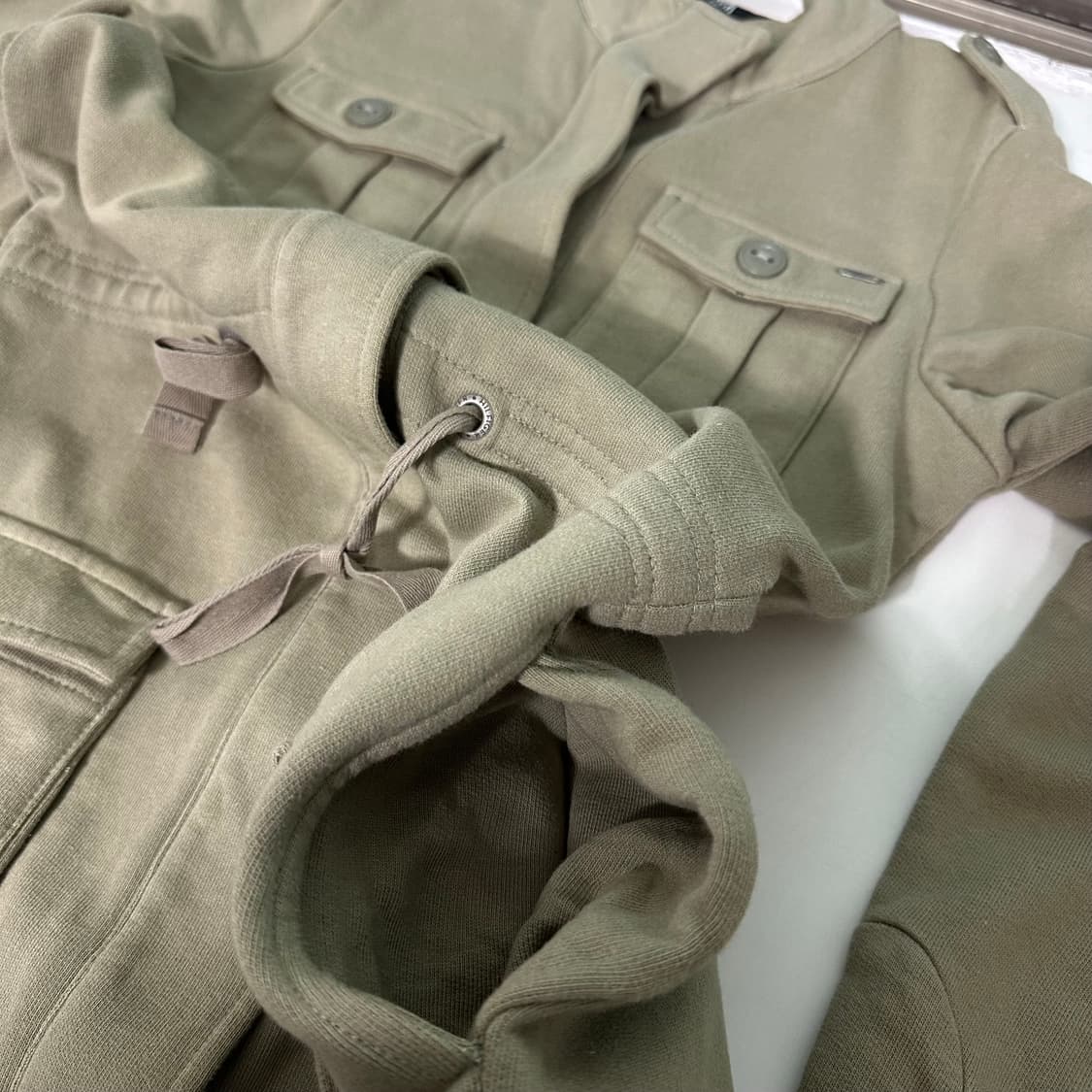 우먼L 타미힐피거 데님 베이지 허리스트링 스웻 야상자켓 상품이미지5