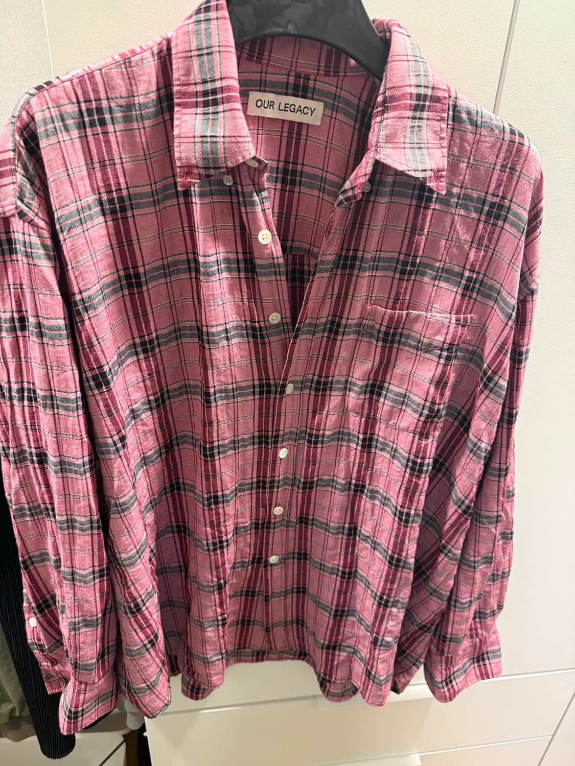 아워레가시 버로우드 체크셔츠 핑크 48size 상품이미지1