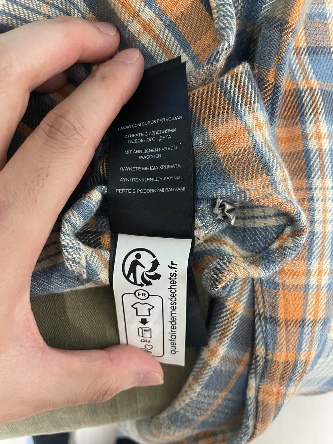 [M] RRL 슬림핏 플래드 트윌 웨스턴 셔츠 블루 오렌지 (새상품) 상품이미지9