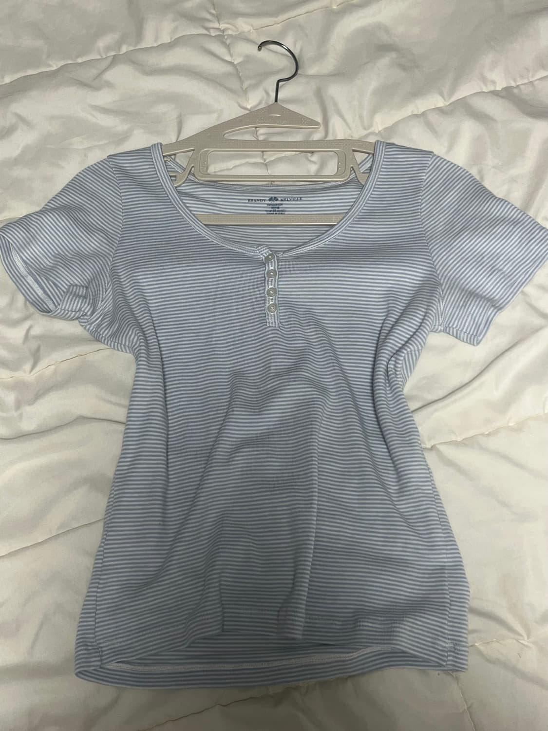 브랜디멜빌 스트라이프 헨리넥 반소매 티셔츠 상품이미지1