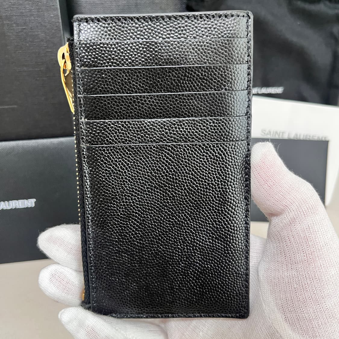 [S급/정품] 생로랑 지퍼 카드 지갑 홀더 케이스 블랙 금장 상품이미지3