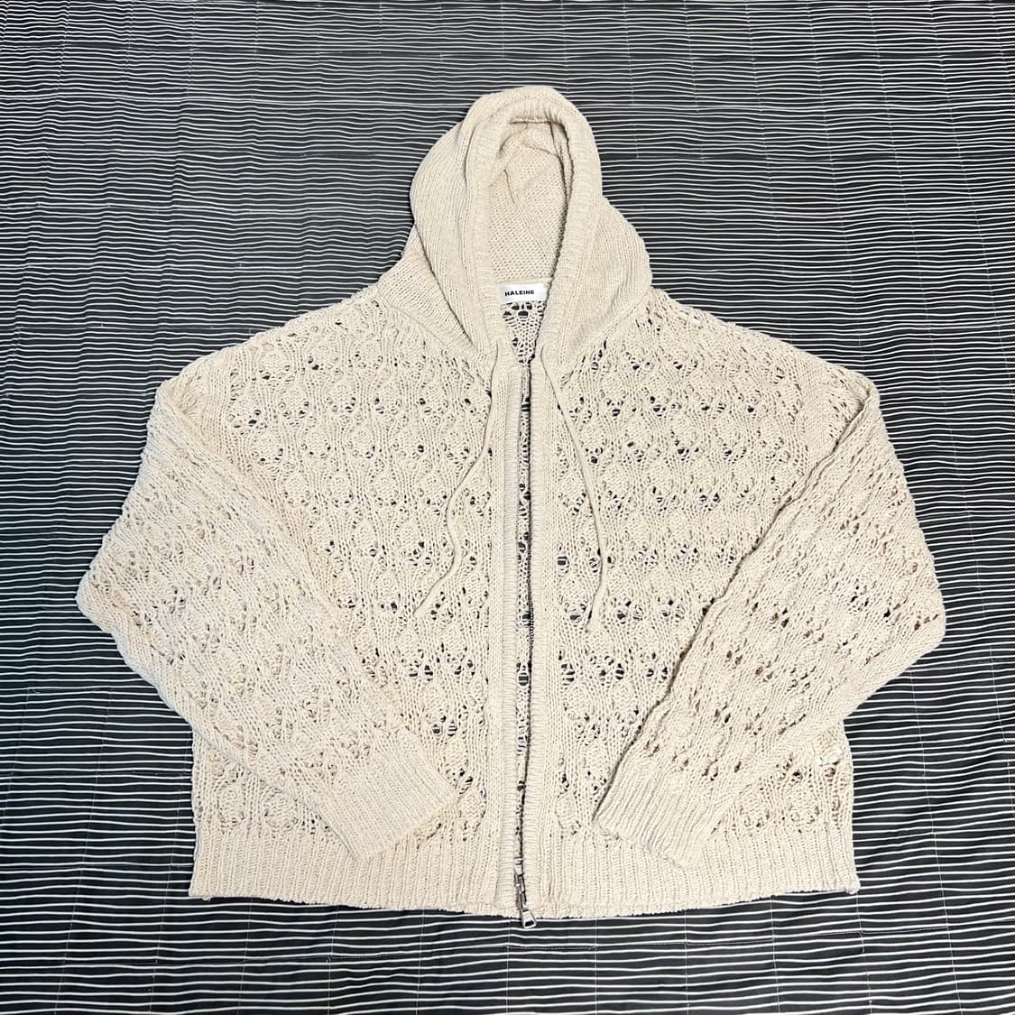 알렌느 크로셰 니트 후드집업 아이보리 100 상품이미지1