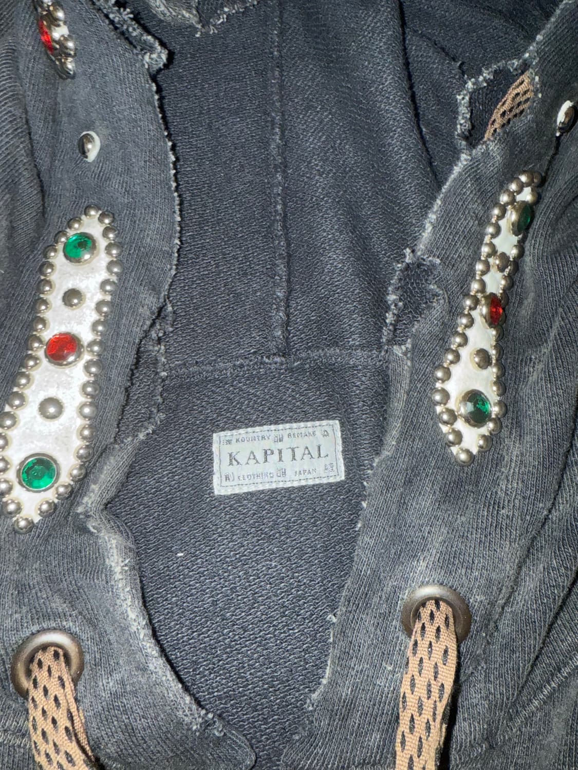 캐피탈 스릴러 데미지드 데빌 후드 블루종 스터드 리메이크 블랙 상품이미지2