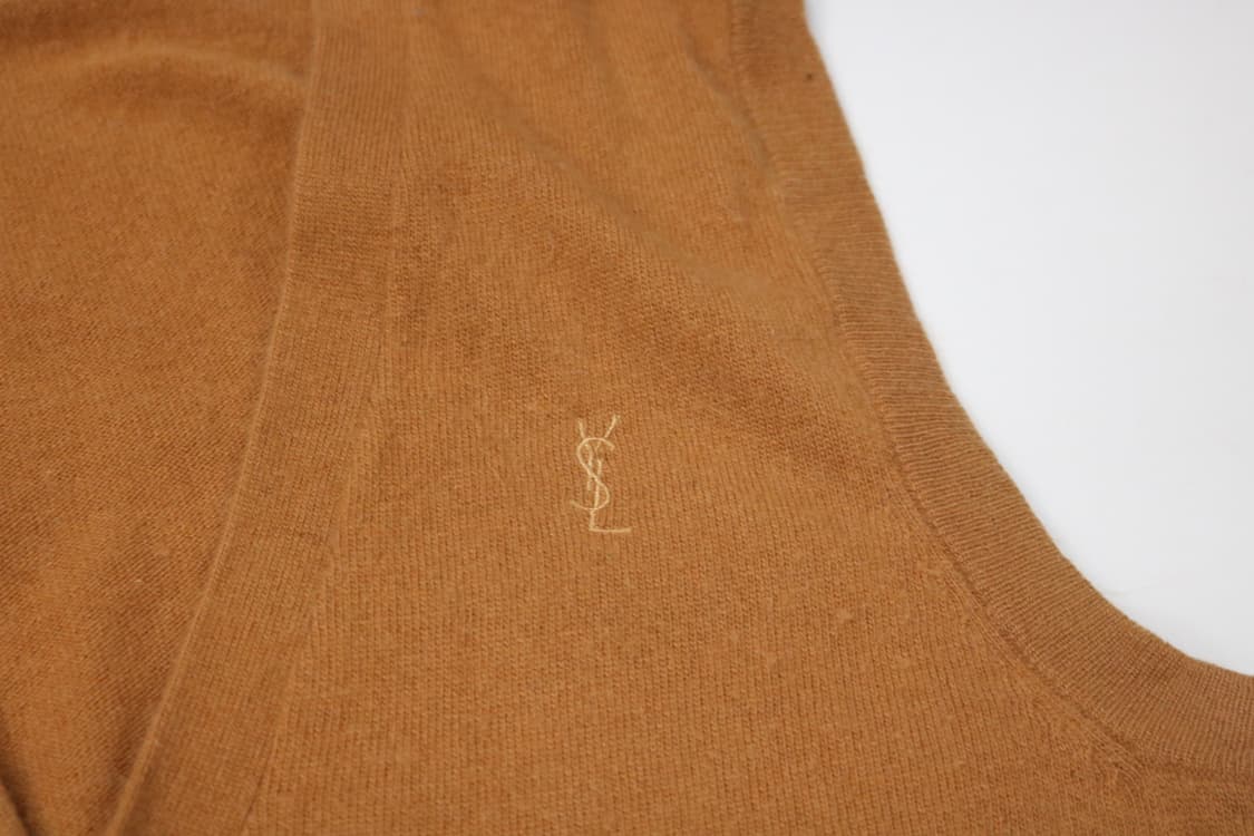 입생로랑 90s 빈티지 100% 캐시미어 니트 베스트 카멜 (L) 상품이미지4