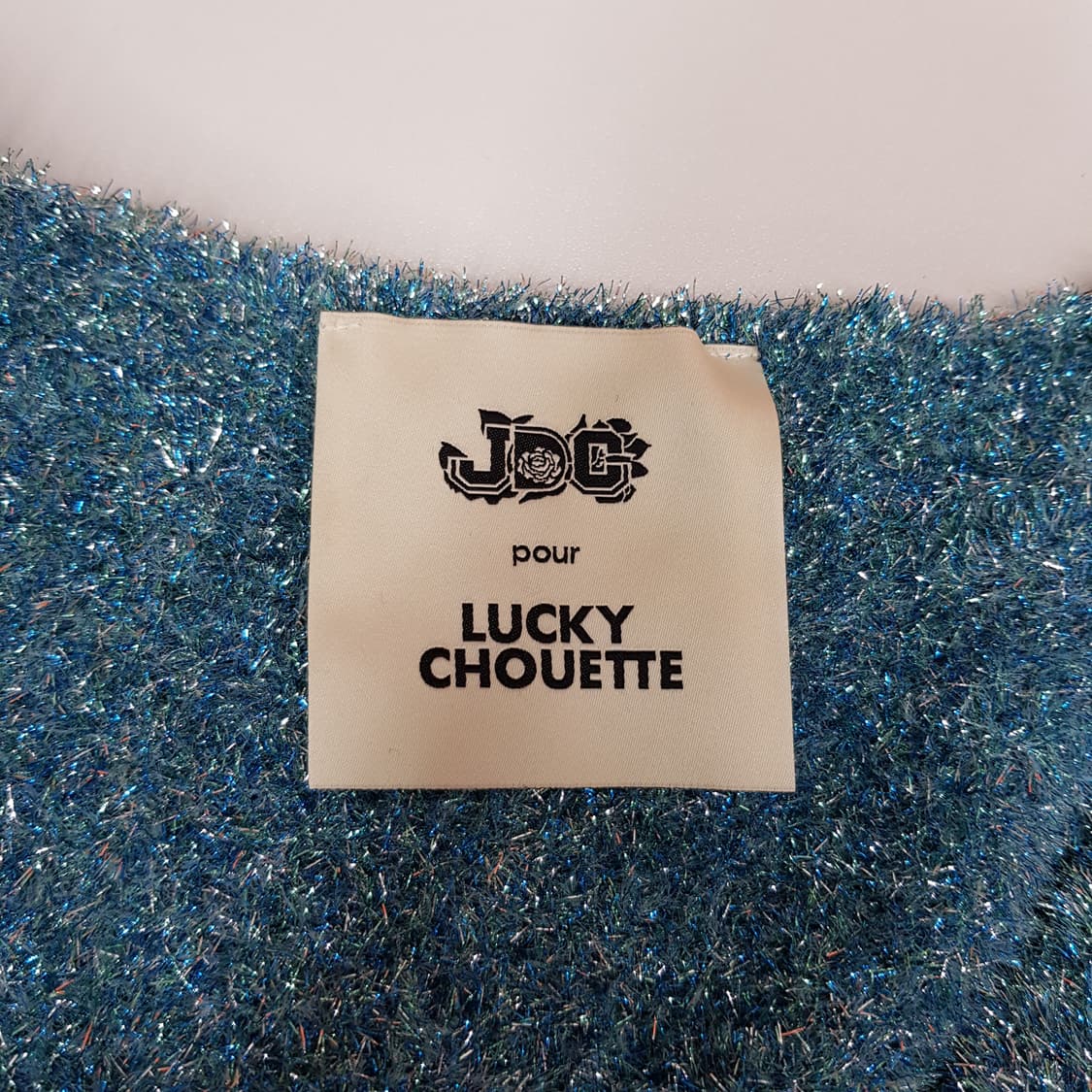 LUCKY CHOUETTE 블루 글리터 V넥 니트 F사이즈 상품이미지6