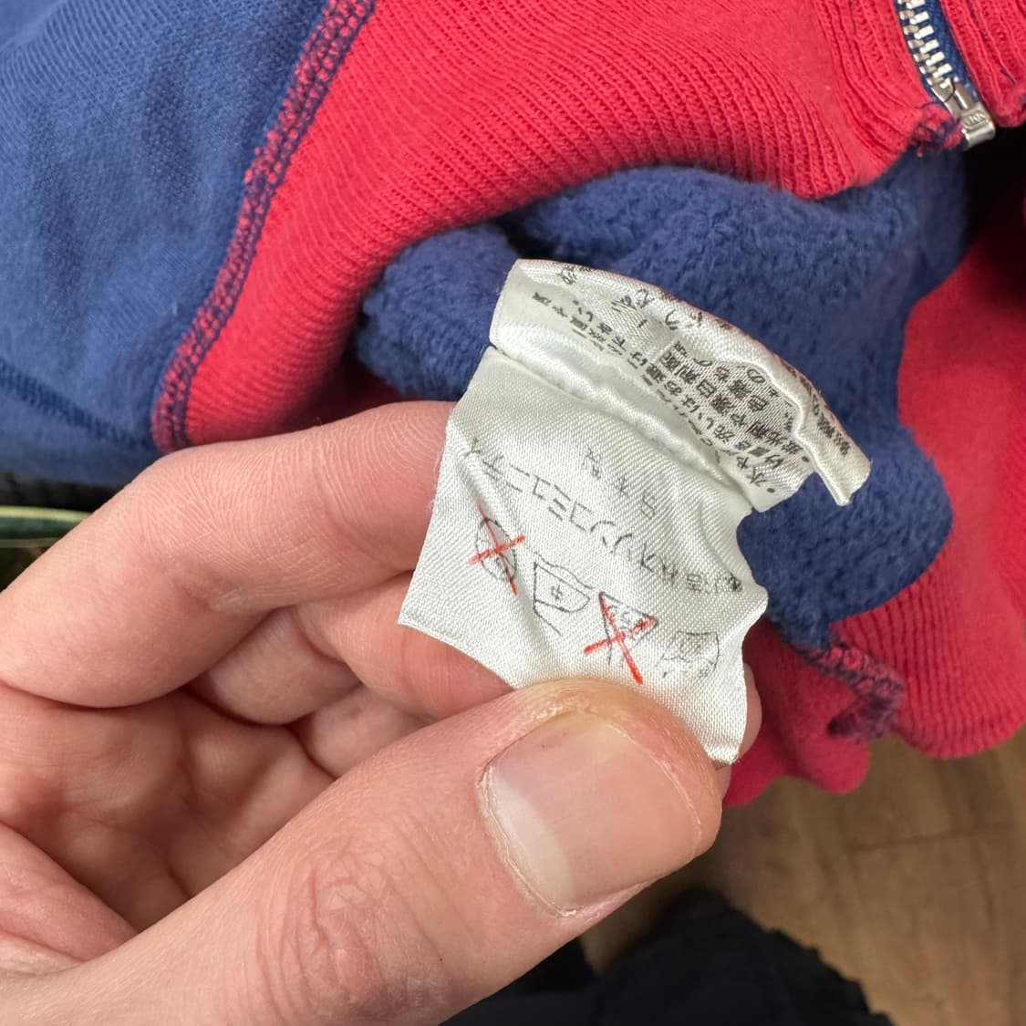 히스테릭 글래머 후드집업 전후면 프린팅 로고 포인트 네이비 아이보리 레드 상품이미지7