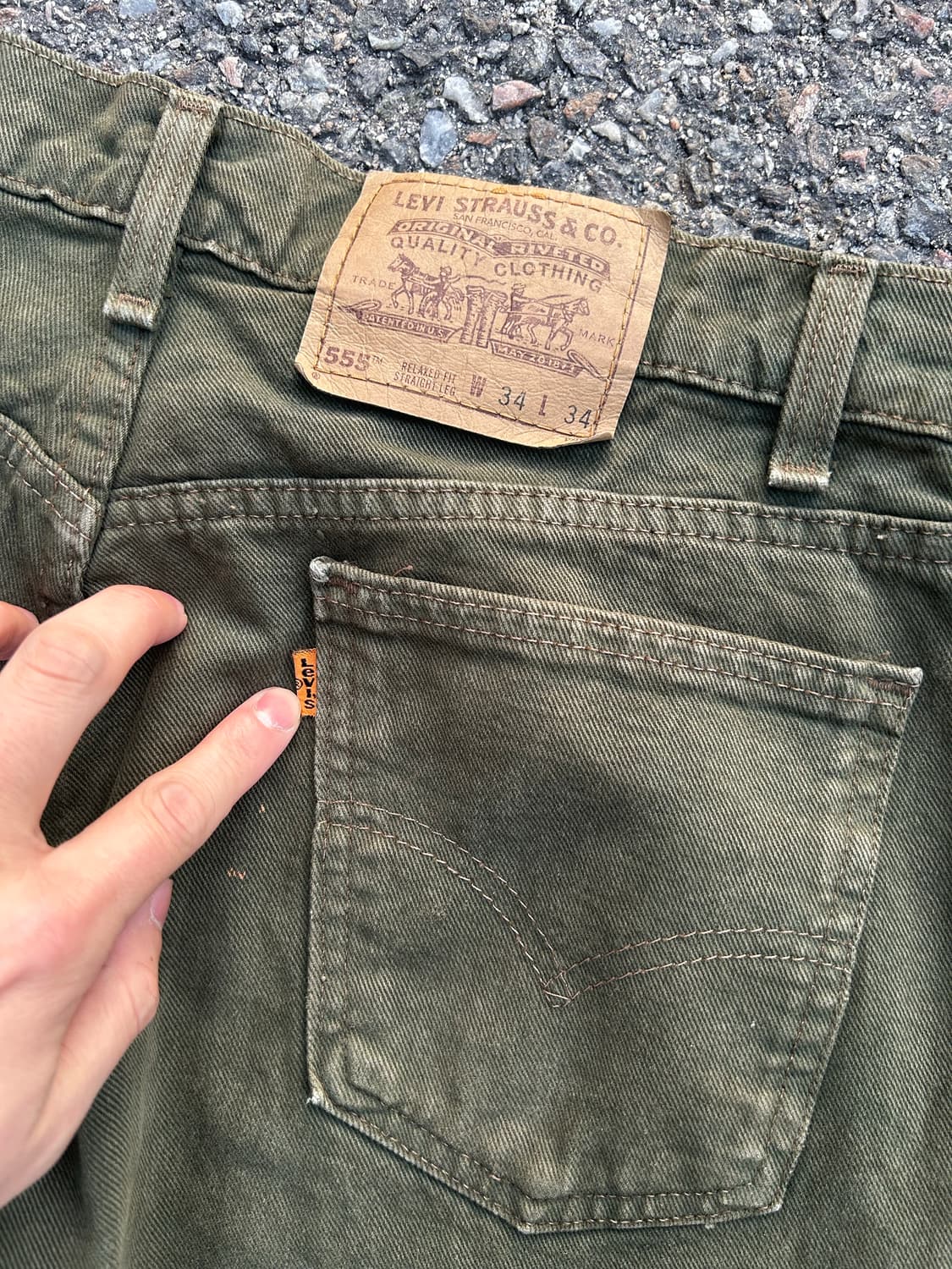 90‘s USA 리바이스555 그린컬러진 34in 상품이미지4