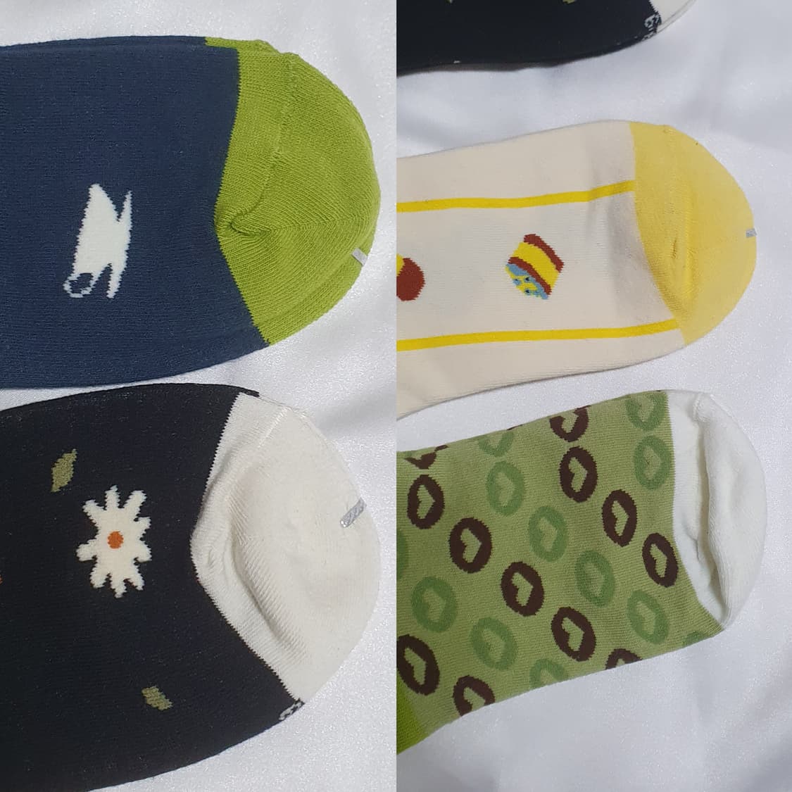 그린 블루 라이트베이지 고양이 꽃 하트 티타임 양말 상품이미지8