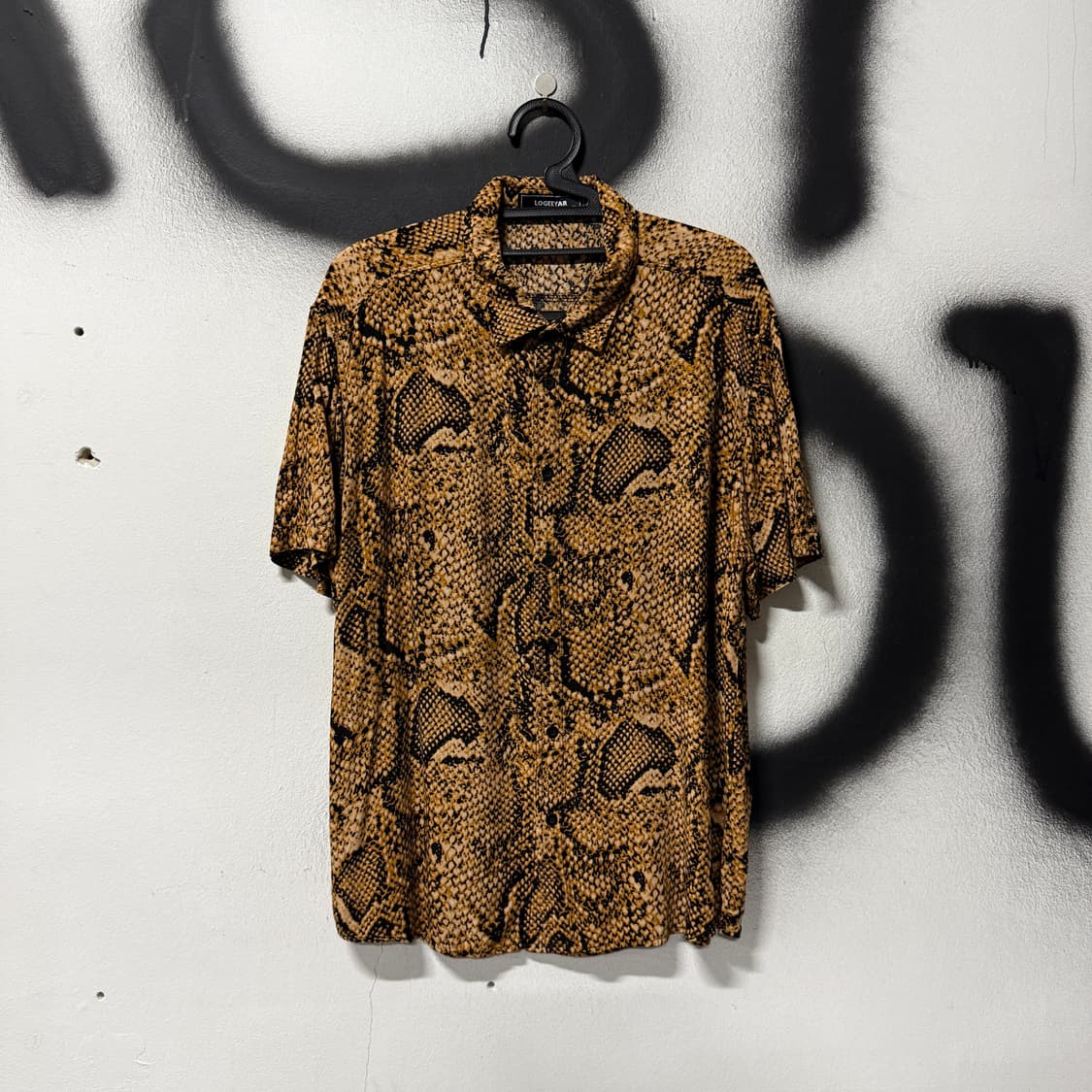 VTG 빈티지 파에톤 파이톤 패턴 폴리 반팔 셔츠 상품이미지1