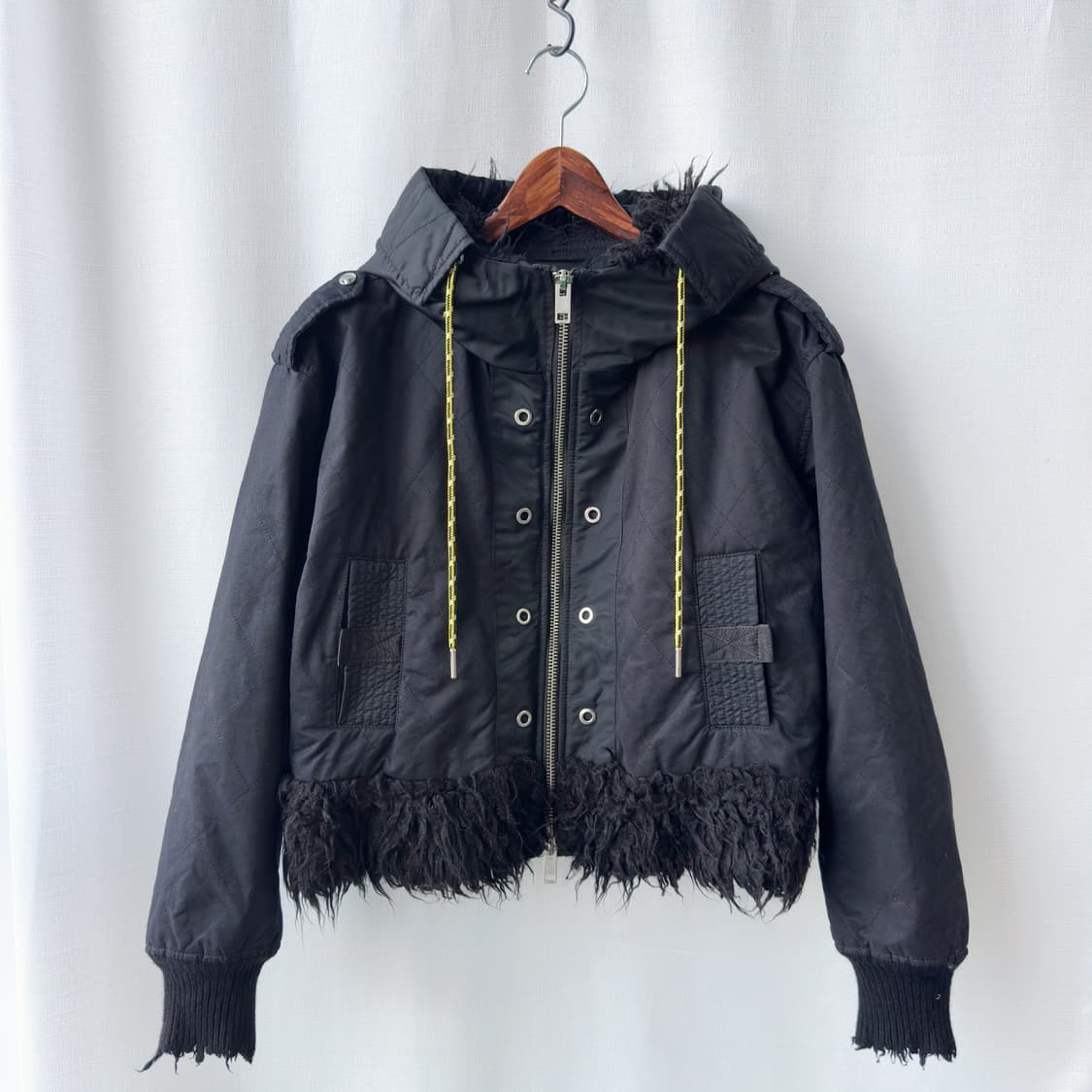 디젤 N-2B 투웨이 퍼 후드 자켓 블랙 90(S) 상품이미지1