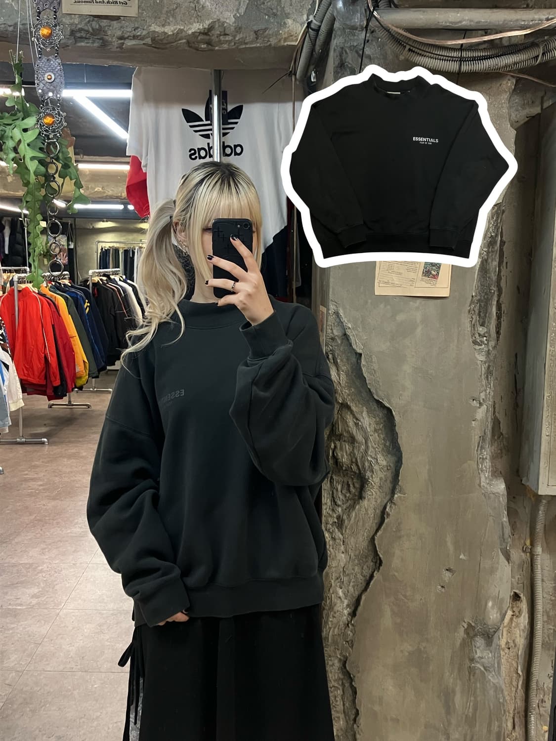 피어오브갓 이센셜 맨투맨 블랙 L   #csz1893 상품이미지1