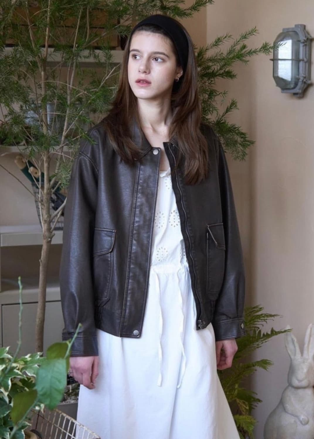 바질인보틀 레더자켓 브라운 상품이미지1