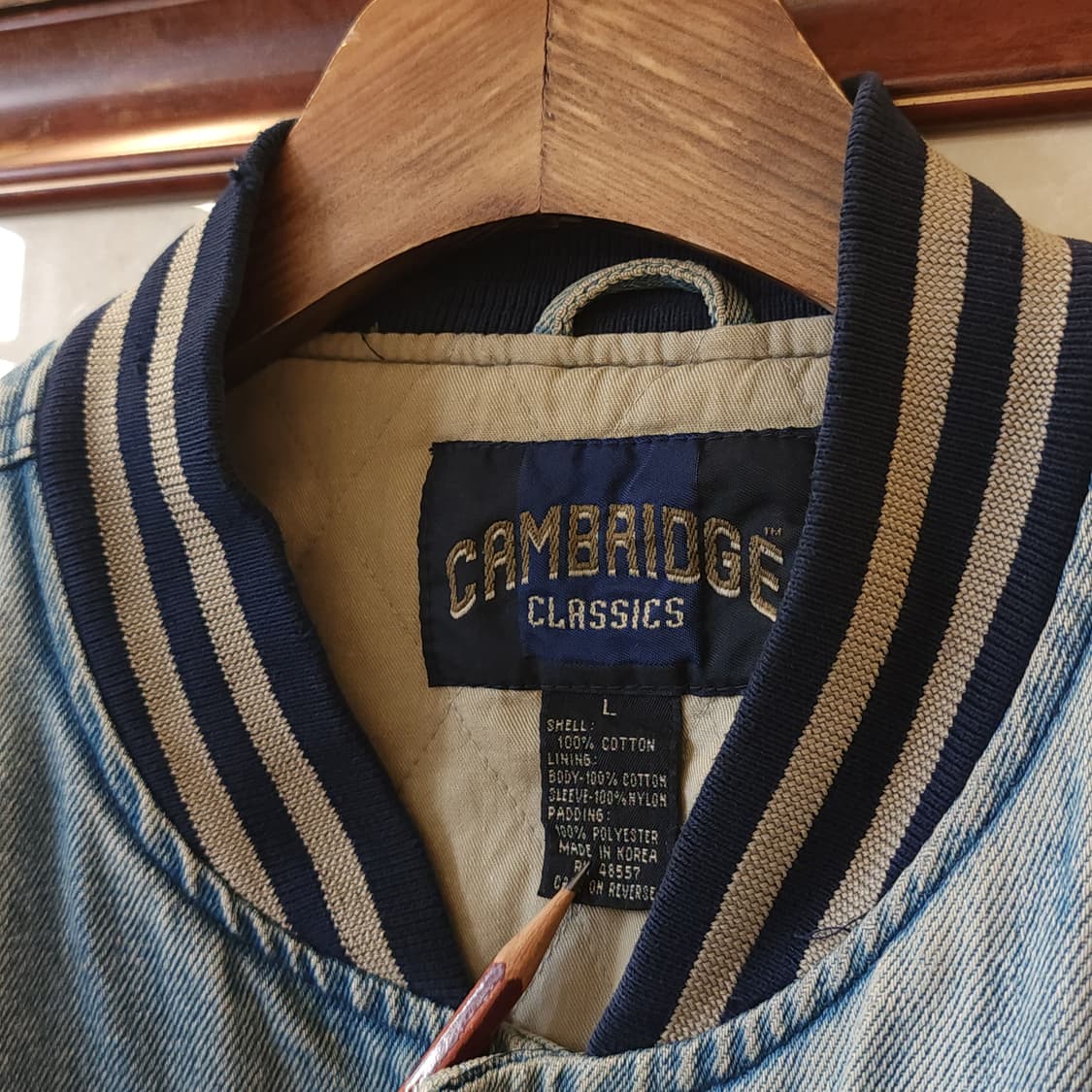 90s 빈티지 데님 바시티 자켓 아메리칸 체크 패치워크 빅사이즈 데님 L 상품이미지6