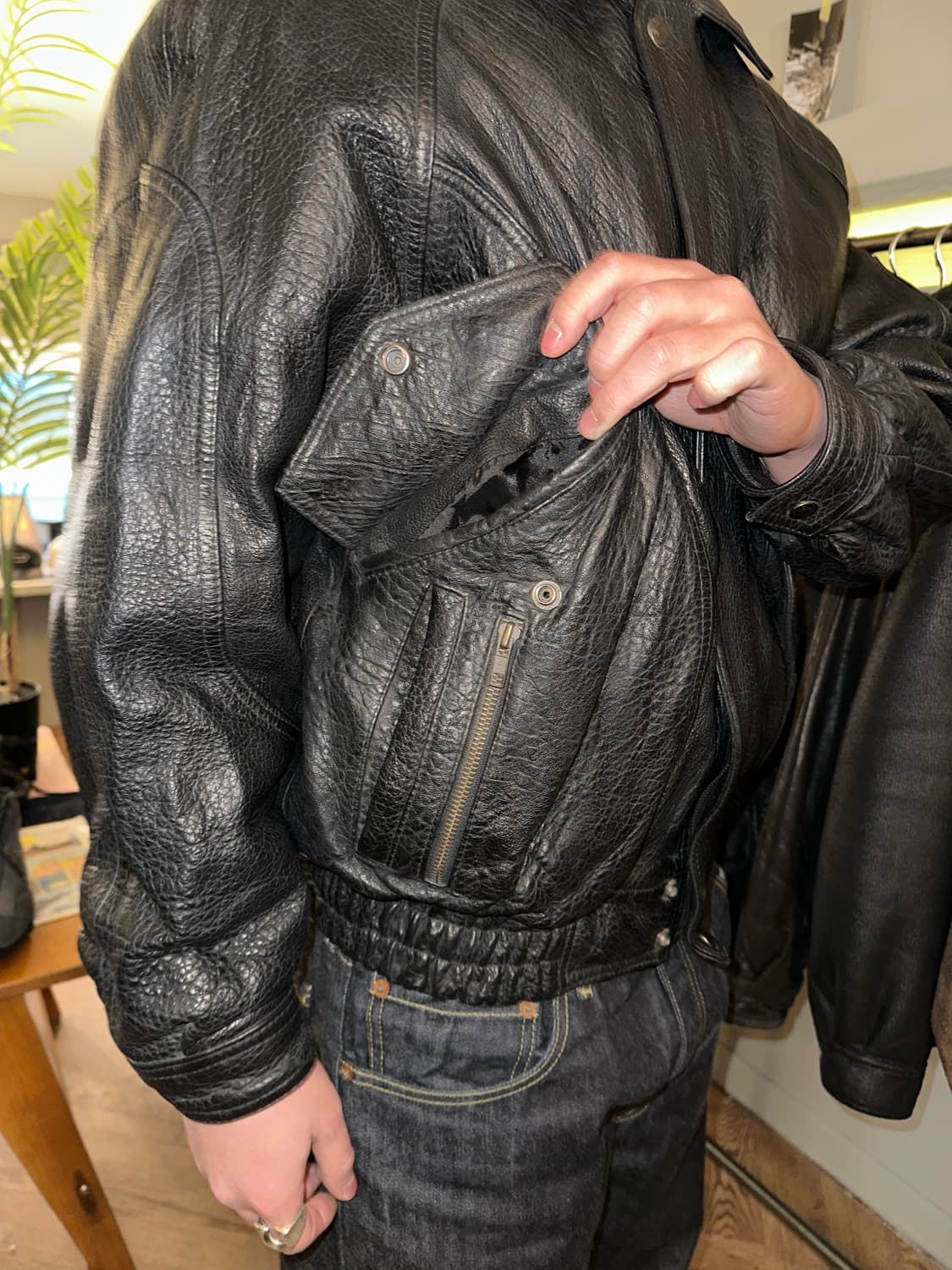 90‘s American lambskin aging bomber 상품이미지5