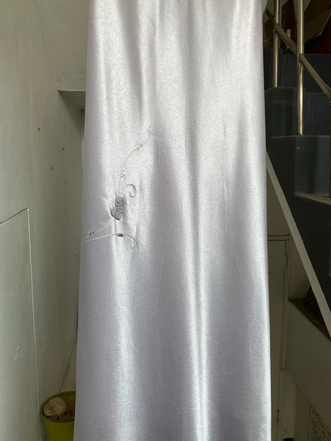 고급미💅 실버 플라워 새틴 파티 드레스 상품이미지3