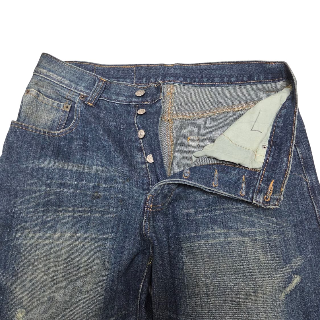 Levis 리바이스 501 진청 워싱 와이드 데님 빈티지 팬츠 상품이미지3