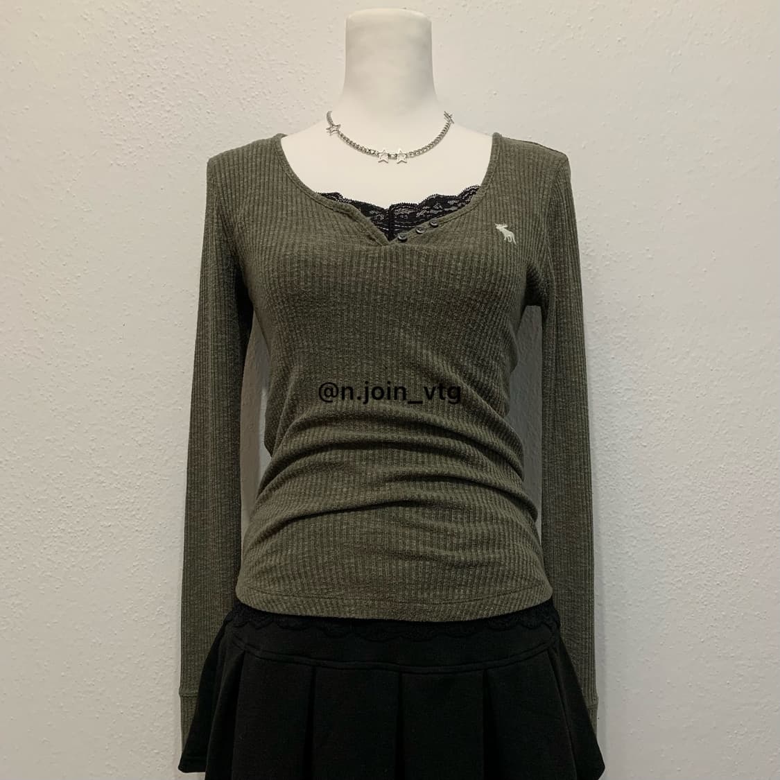 아베크롬비 헨리넥 카키 니트 롱슬리브 긴팔 상품이미지1