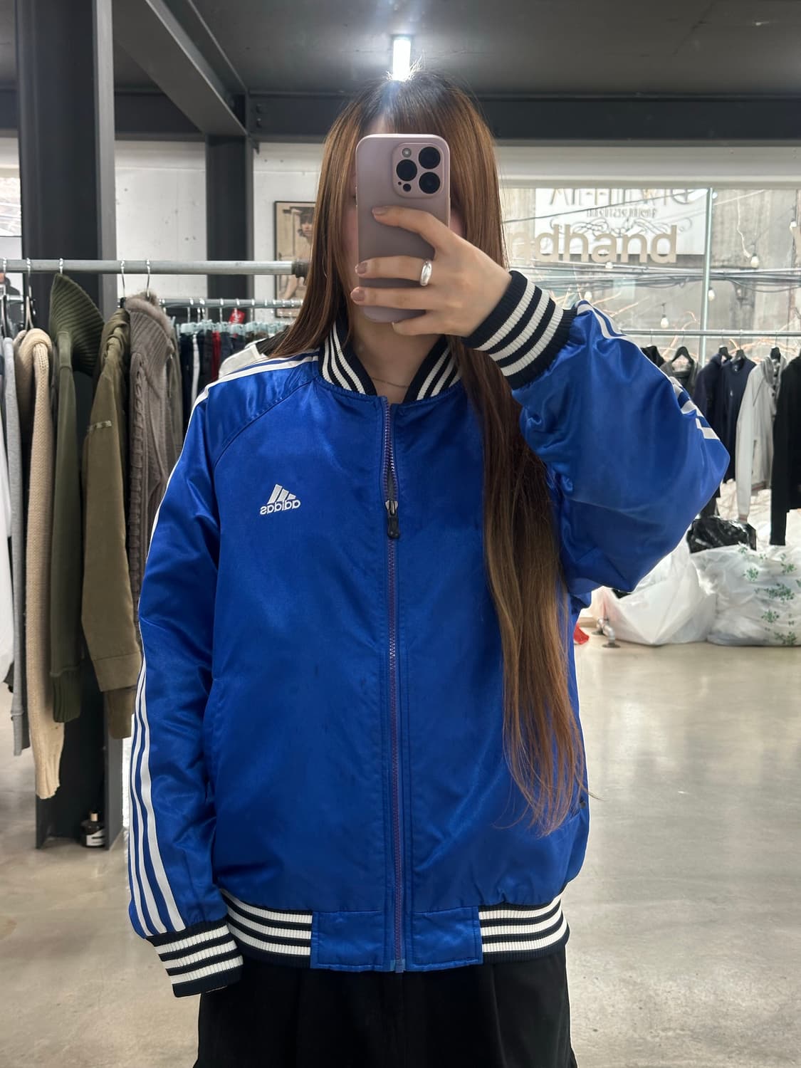 아디다스 00s 백로고 사틴블루 바시티켓 상품이미지1