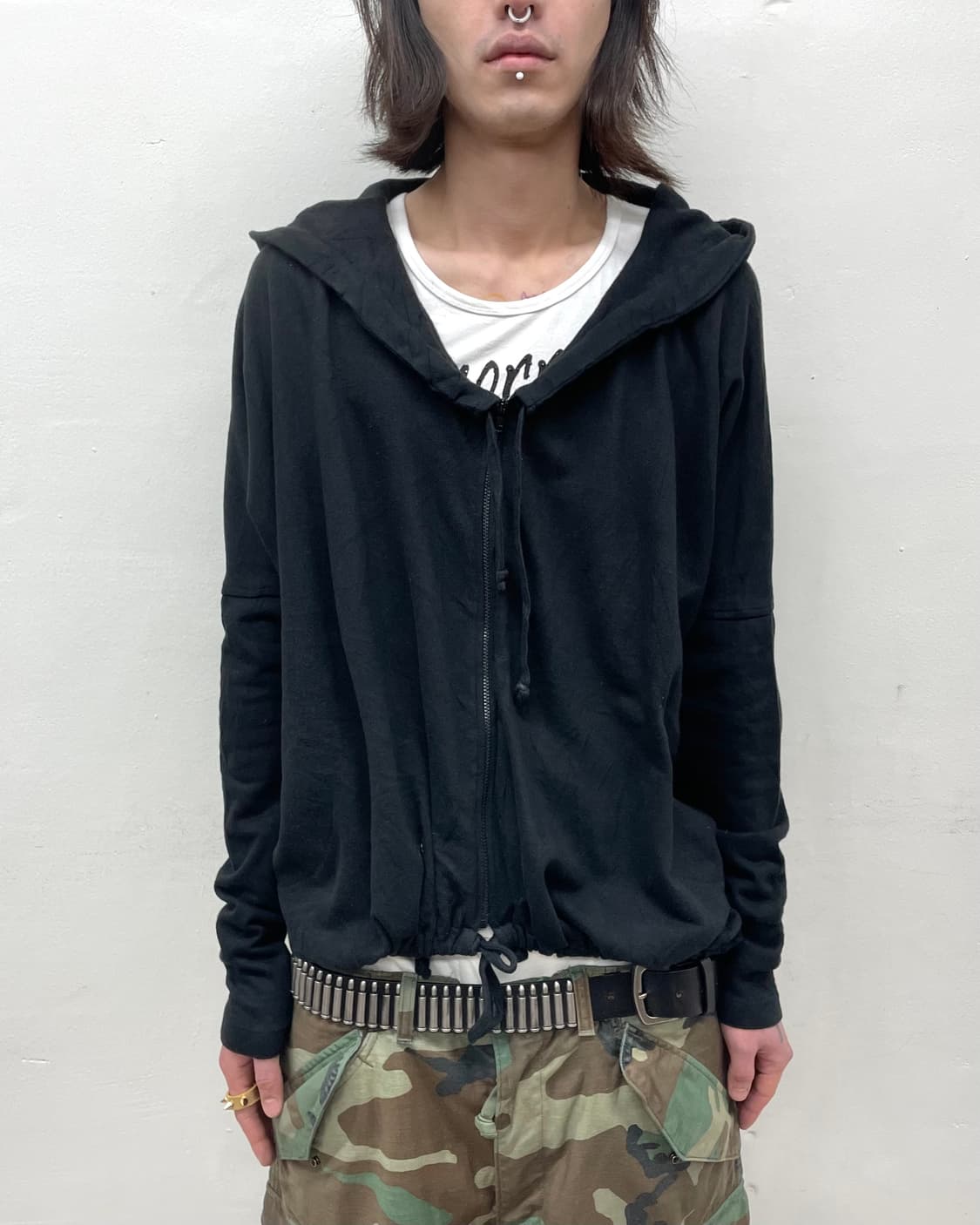 String Big Hoodie Black Hoodie Zip-Up 상품이미지1