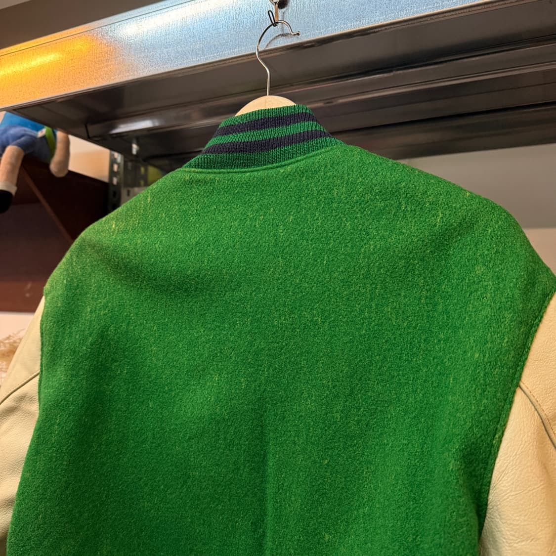 80S 골든베어 멜튼 울 레더 바시티 자켓  스타디움 자켓 L XL 상품이미지3