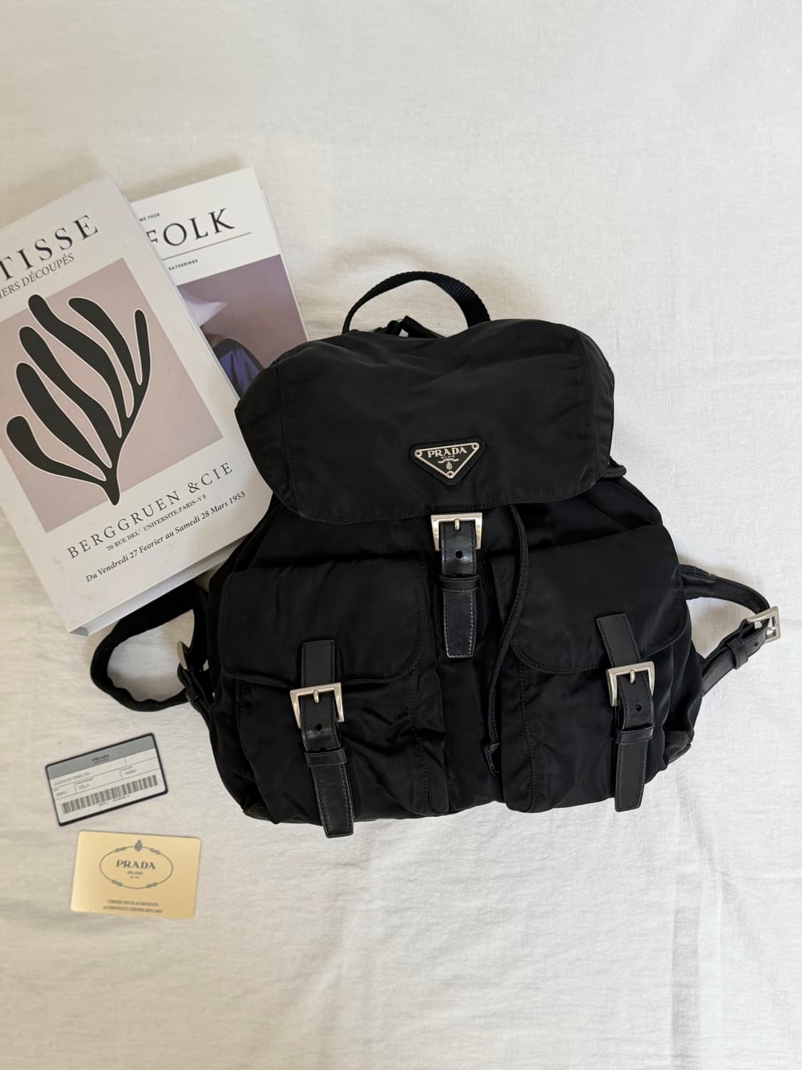 정품 프라다 나일론 블랙 투포켓 백팩 상품이미지1
