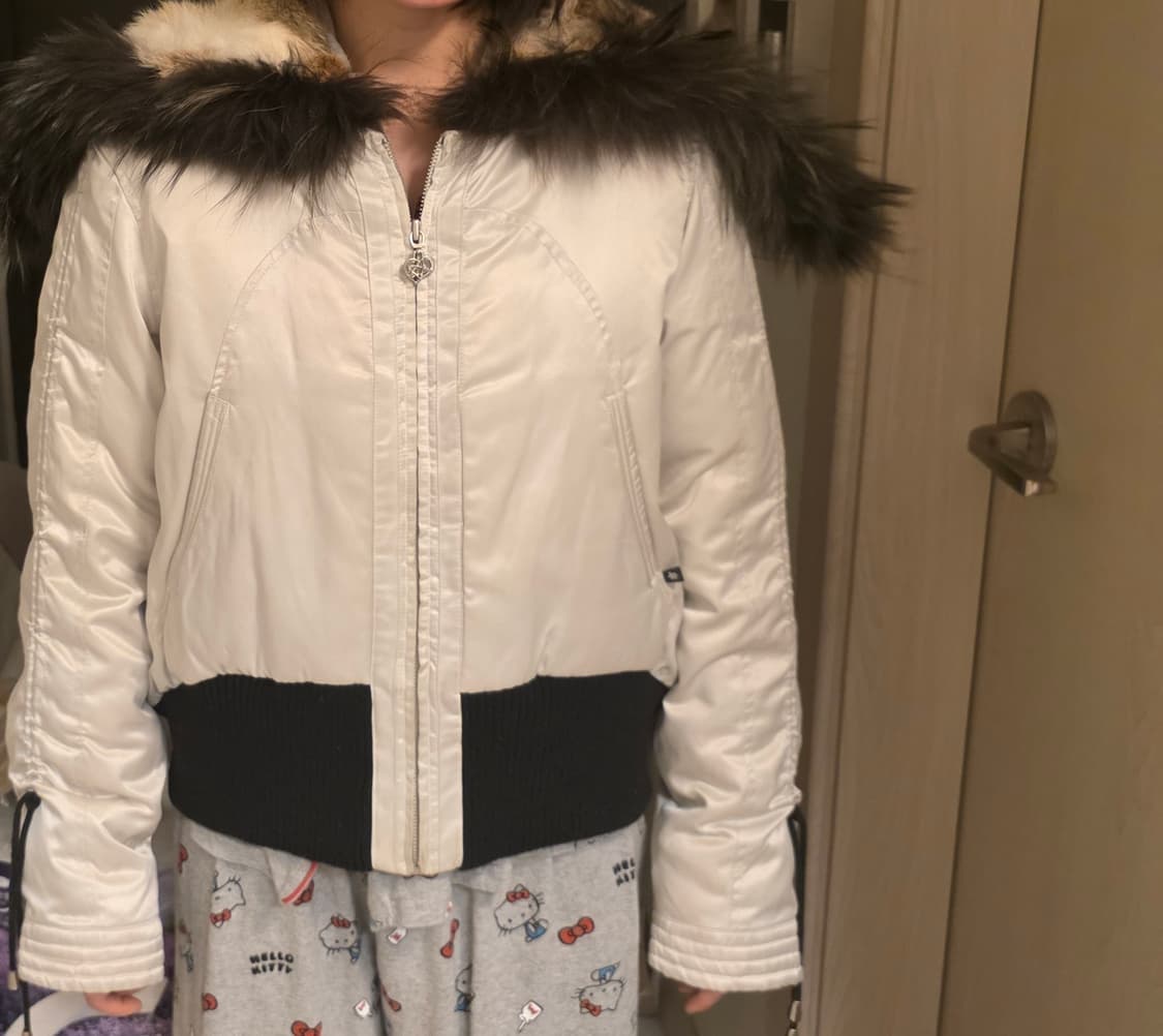 아이보리 후드 케이프 퍼패딩 상품이미지10