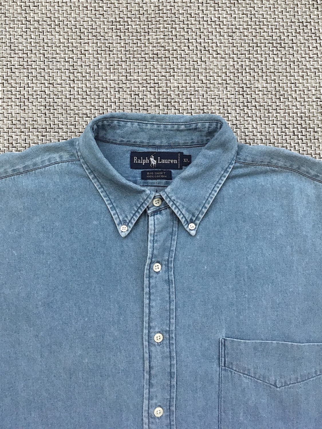 90s mid-blue washed denim bigshirts 상품이미지1
