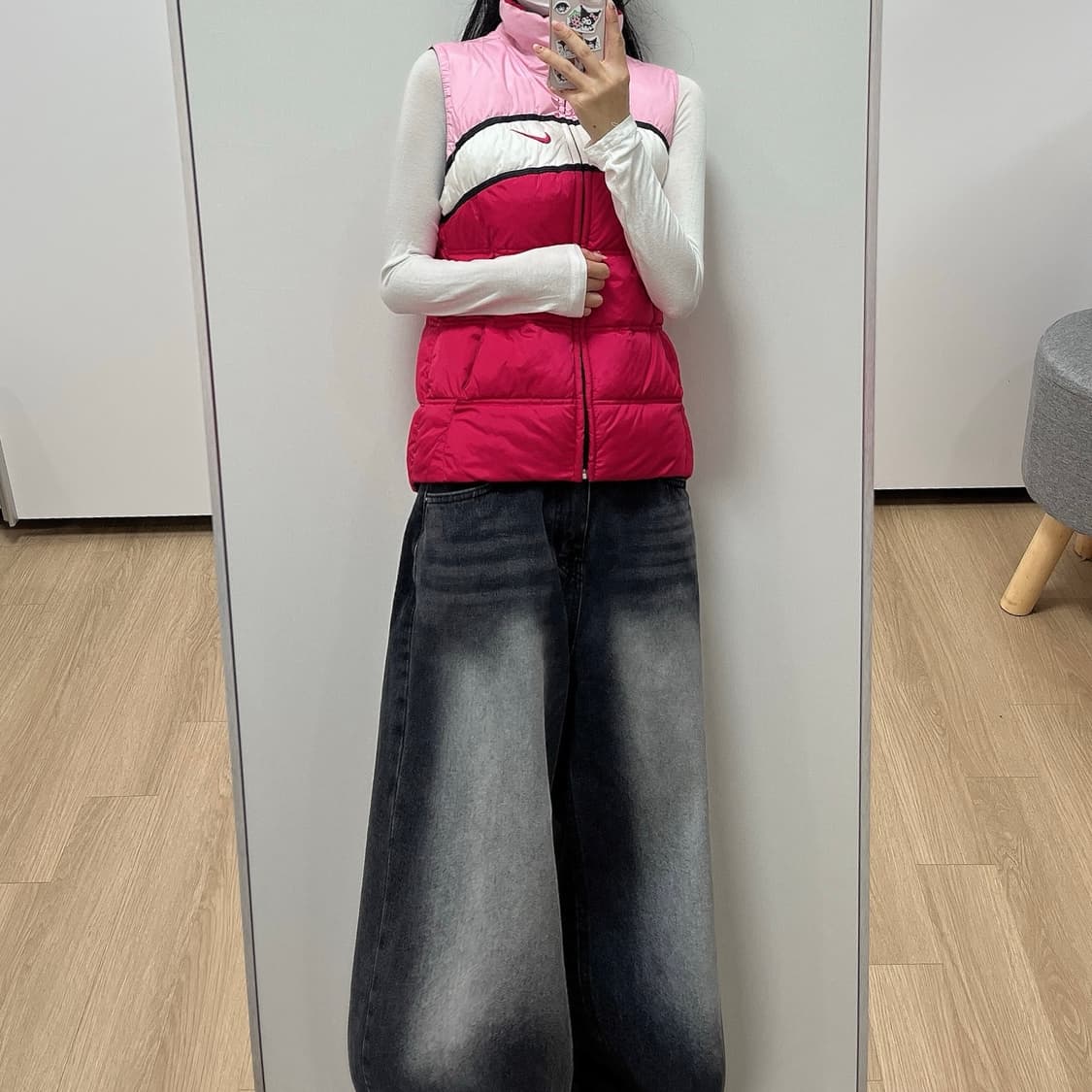 나이키 Y2K 자수로고 핑크 패딩 조끼 상품이미지2