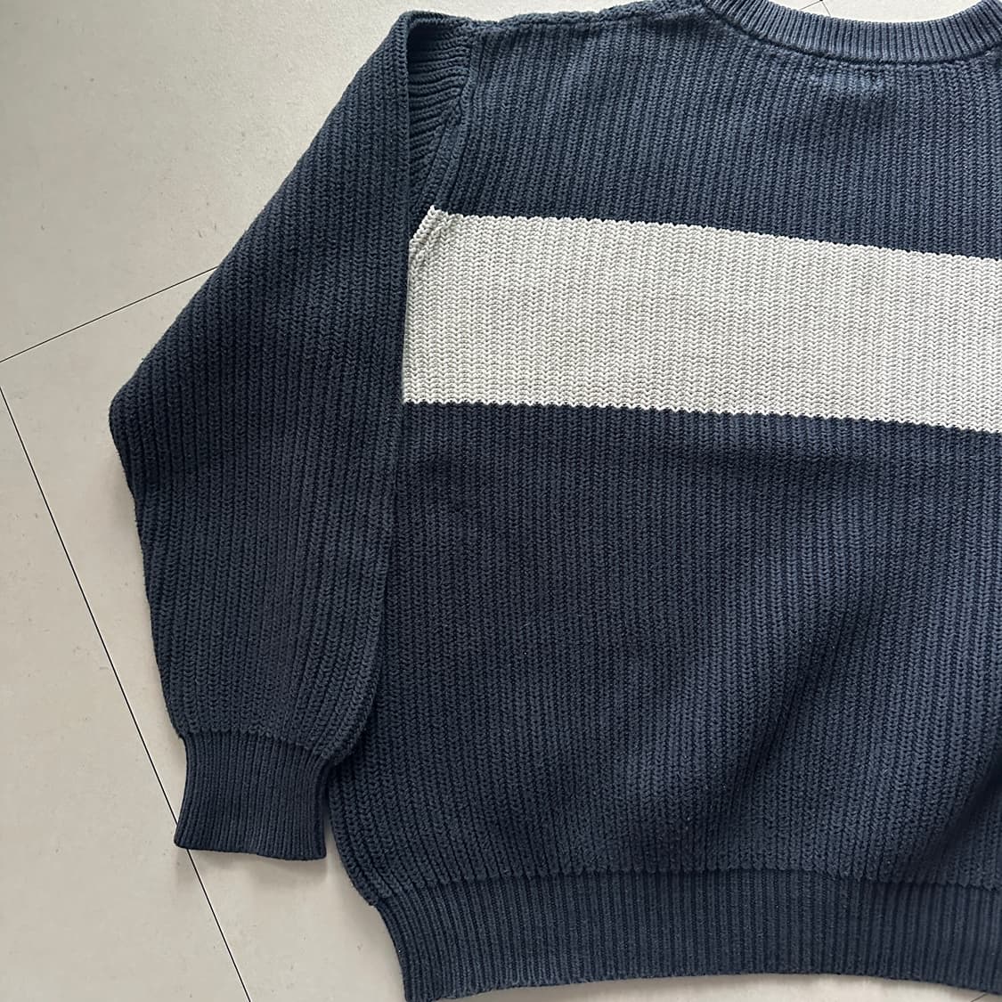 엘엘빈 빈티지 코튼 니트 XL (네이비 배색) 상품이미지7