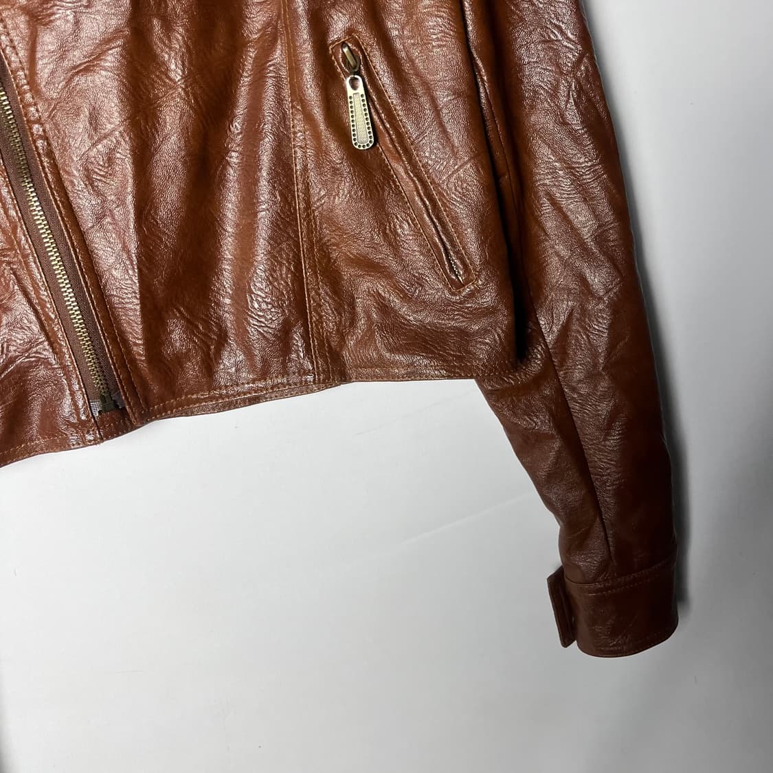 [JPN] 빈티지 램스킨 크롭 싱글 레더자켓 상품이미지4