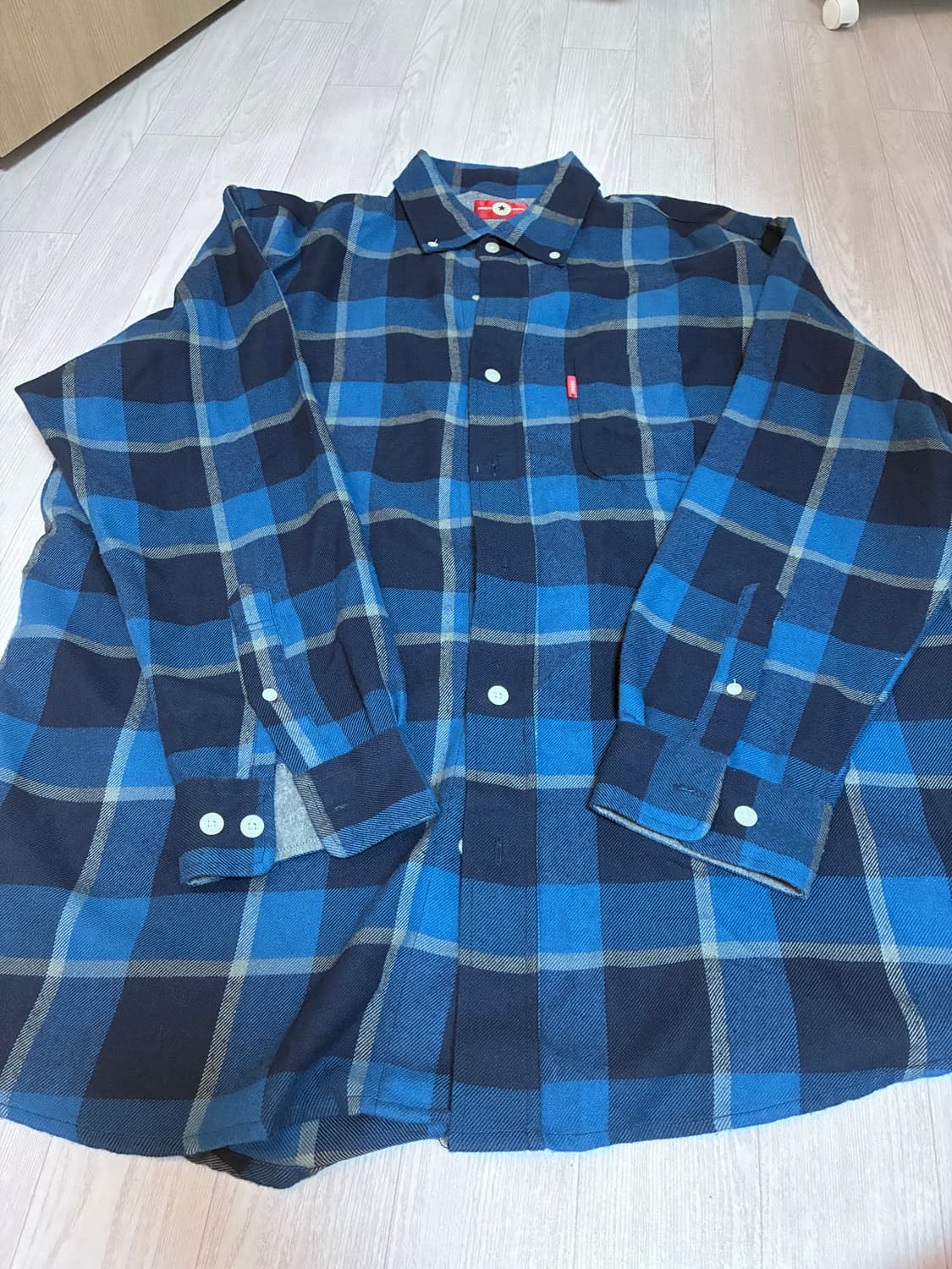 컨버스 블루 체크 셔츠 상품이미지1