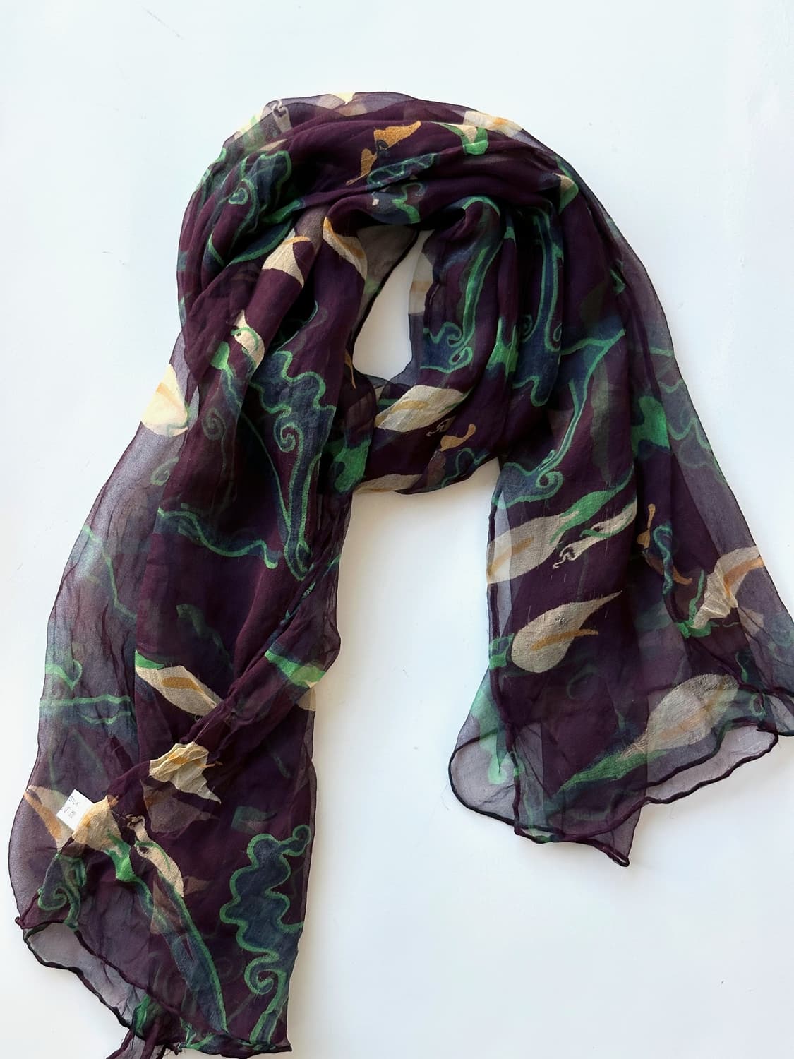 'Silk 100%' sheer fabric design stole 상품이미지1