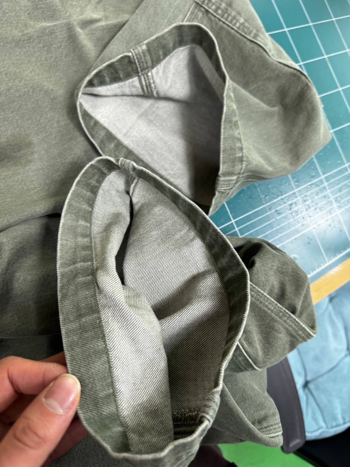 M)칼하트 wip 내쉬 더블니 아미 그린 엔자임 블리치 워시드 nash 상품이미지6