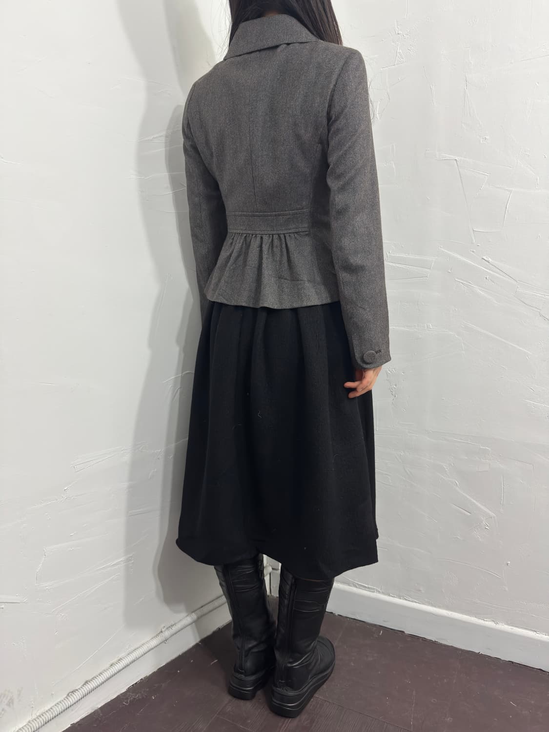 glass line gray button wool jacket 상품이미지5