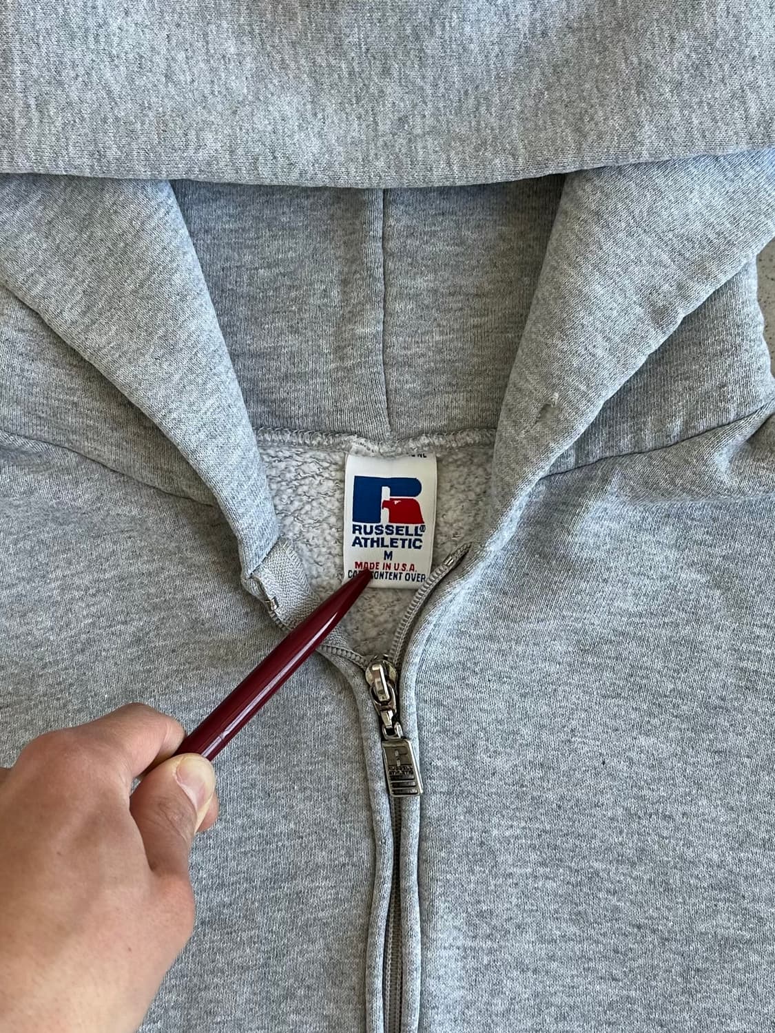 90s 빈티지 러셀 후드집업 그레이 M USA 상품이미지6