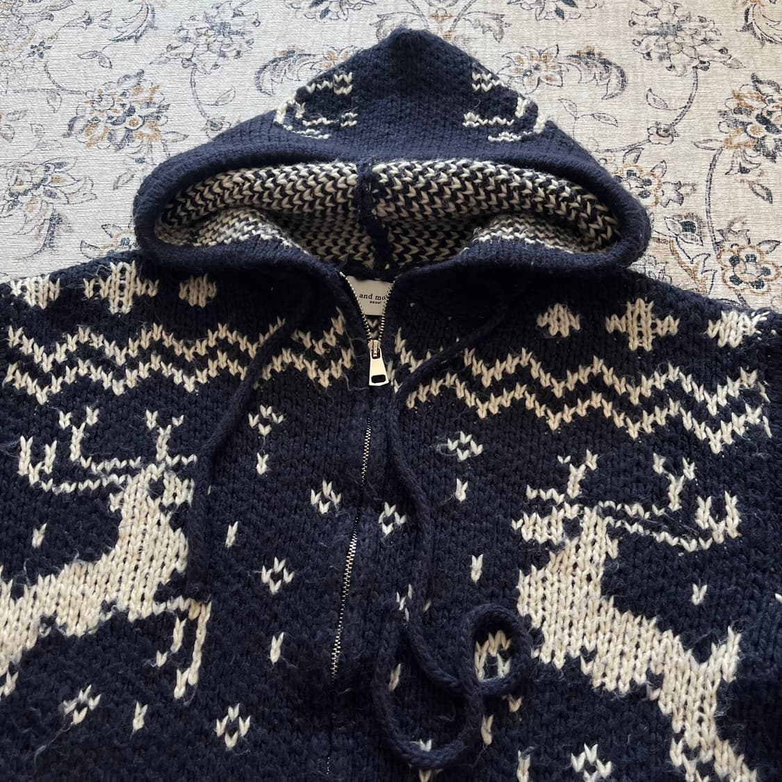 빈티지 사슴 노르딕 후드 니트집업 상품이미지2