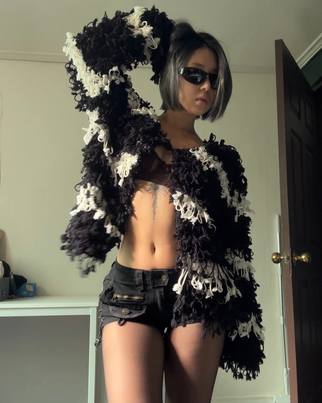 스트라이프 테슬 퍼자켓 상품이미지6