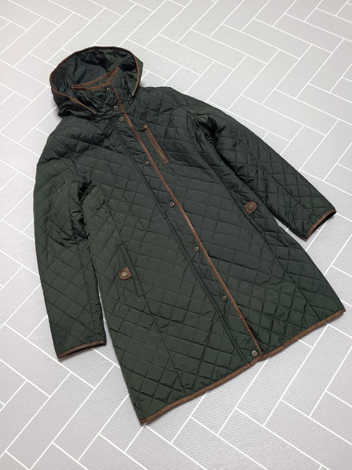 로렌랄프로렌 폭스 스웨이드 트림 퀼팅 코트 점퍼 S 상품이미지3