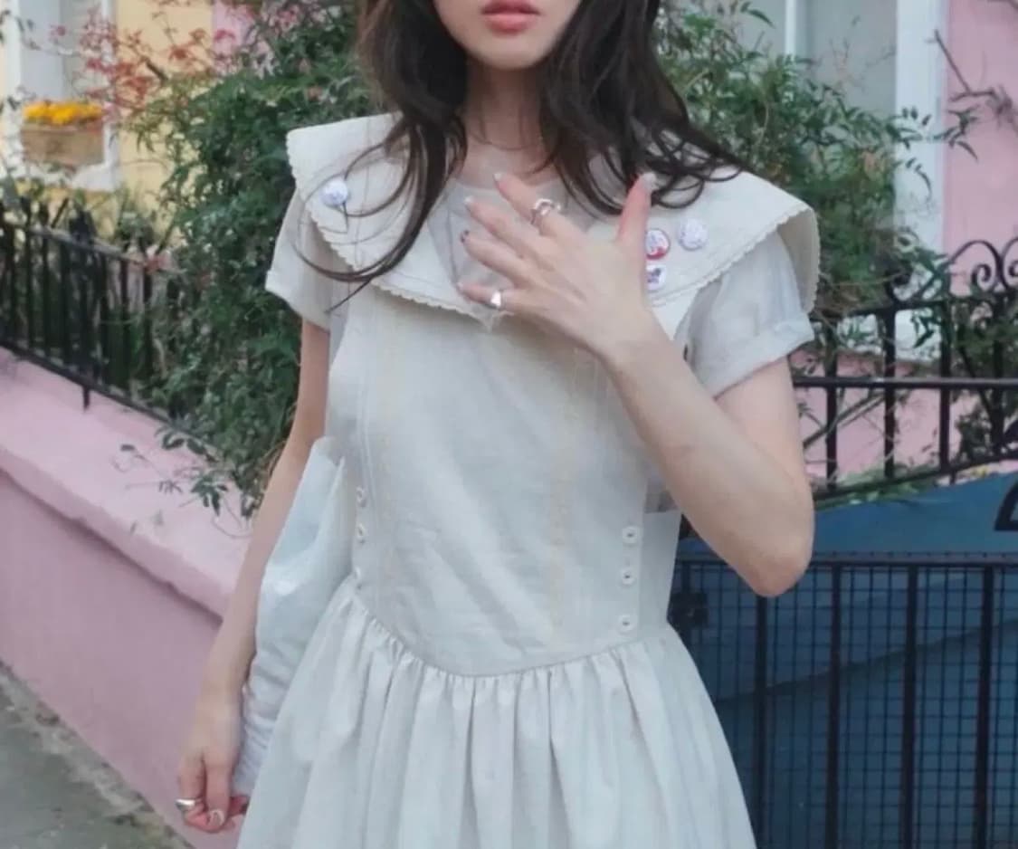 (1회착) 플레따 익스클루시브 세일러 카라 엠브로이더리 드레스 원피스 상품이미지4