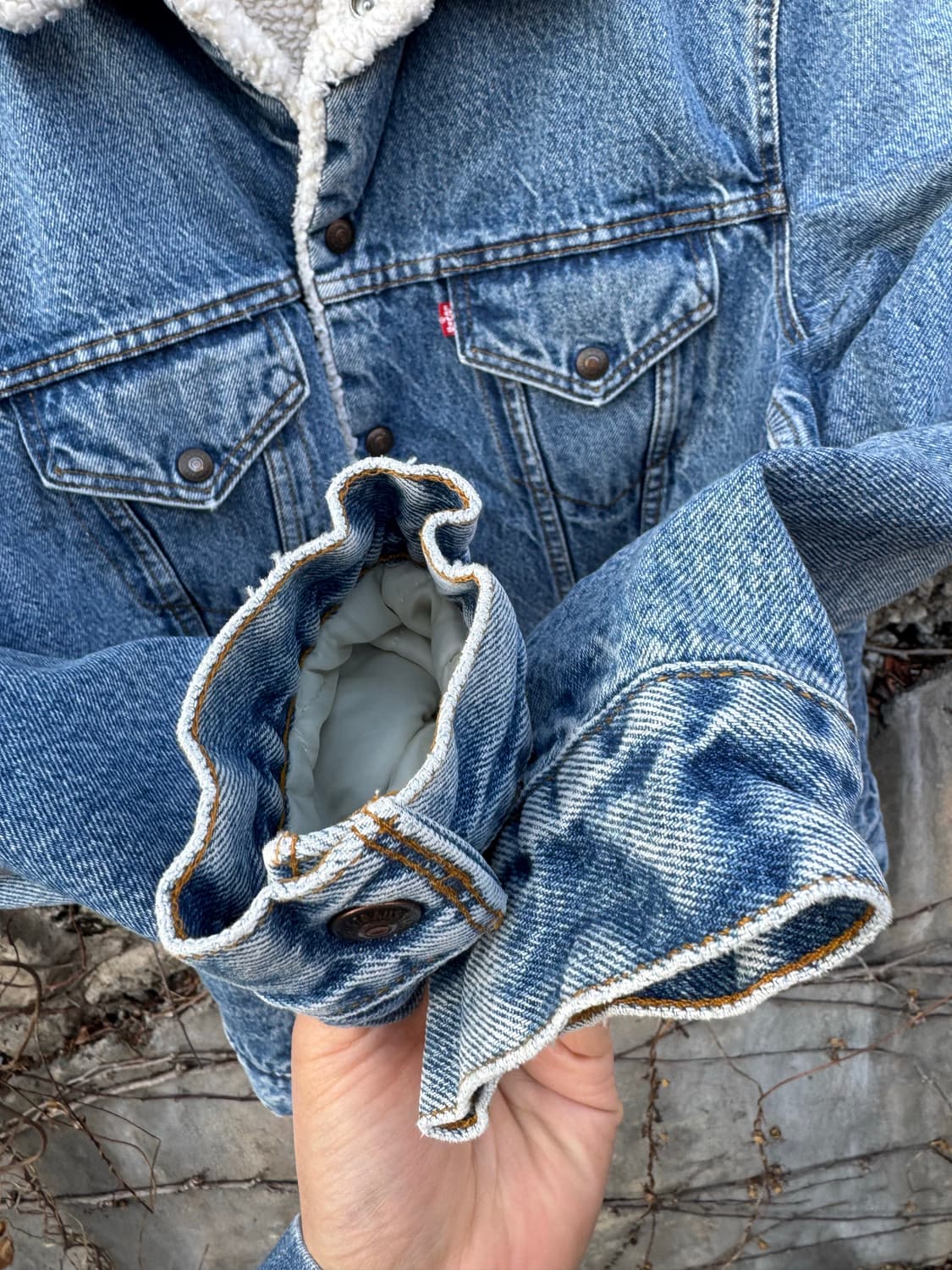 80~90s 리바이스 빈티지 레드탭 긴 기장 쉐르파 데님 트러커 자켓 상품이미지6