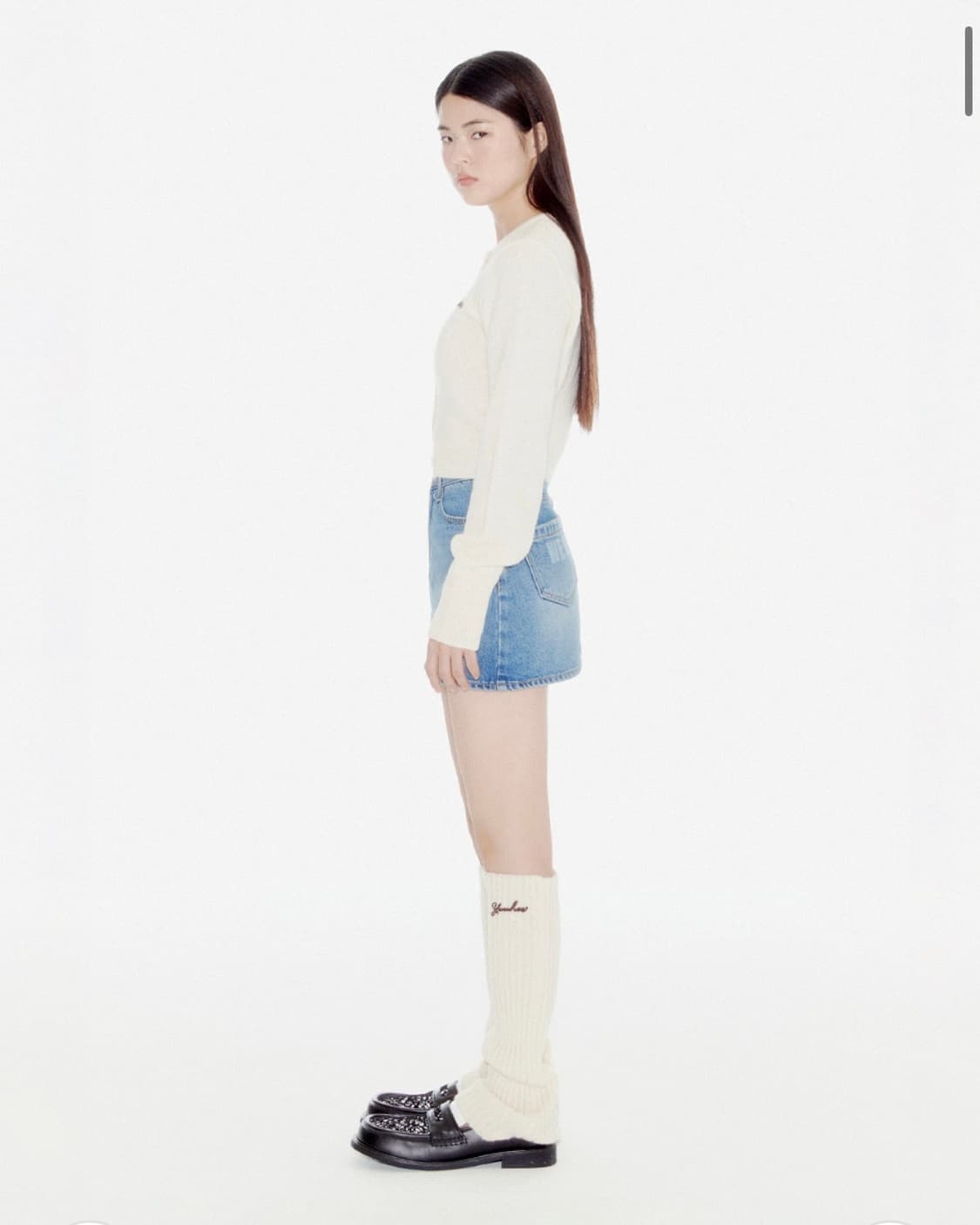 YOUHEE LETTERING DENIM MINI SKIRT BLUE 상품이미지4