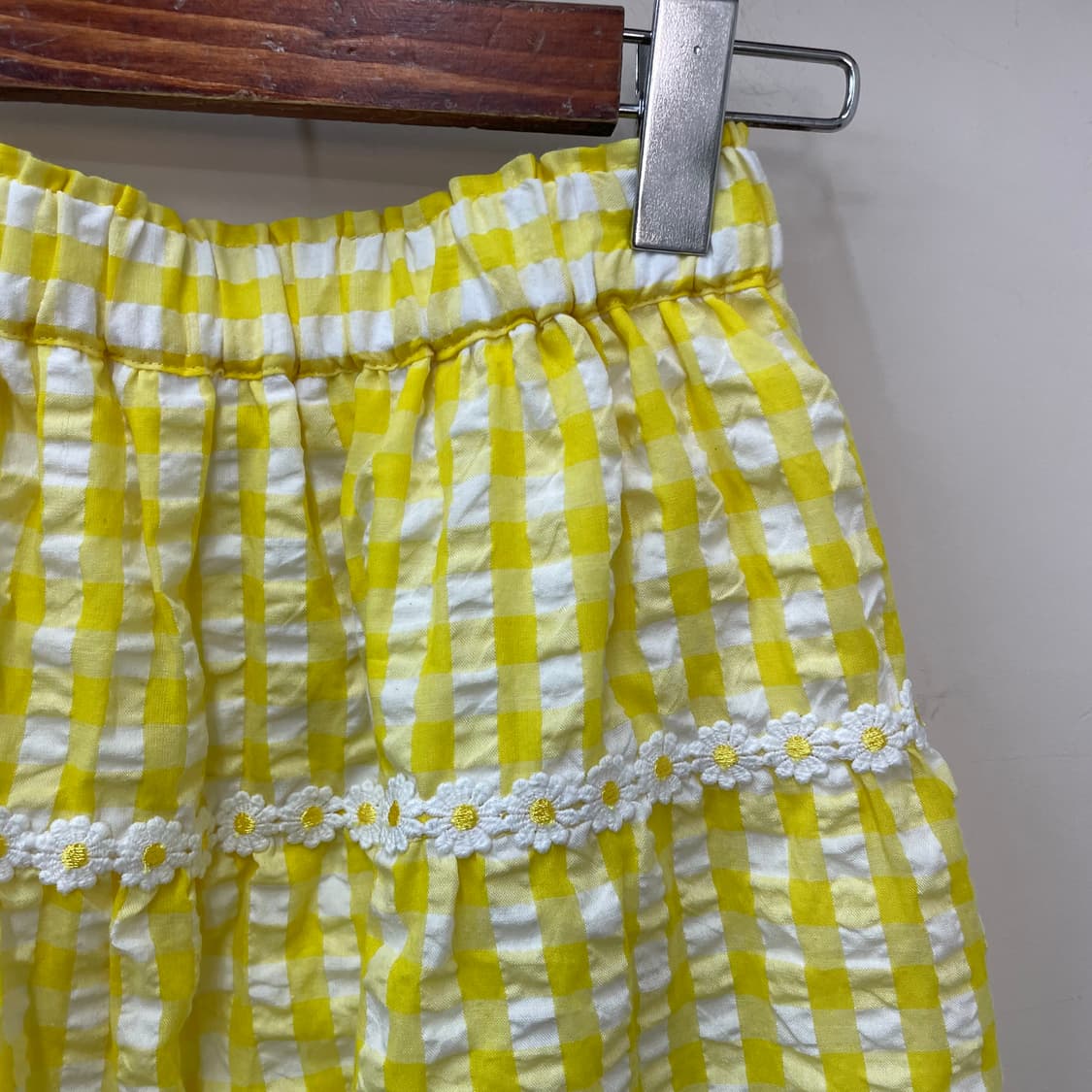 사와코 무드 옐로 깅엄 데이지 레이스 스커트 🏠 상품이미지2