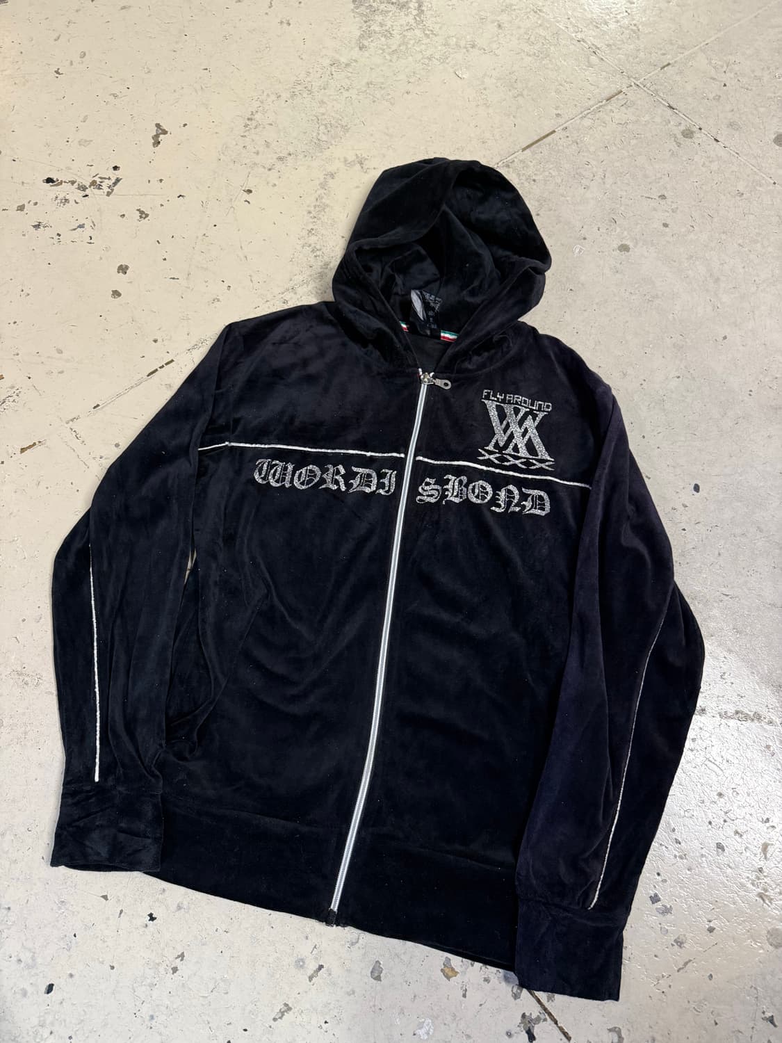 back lettering velour hood zip-up 상품이미지8