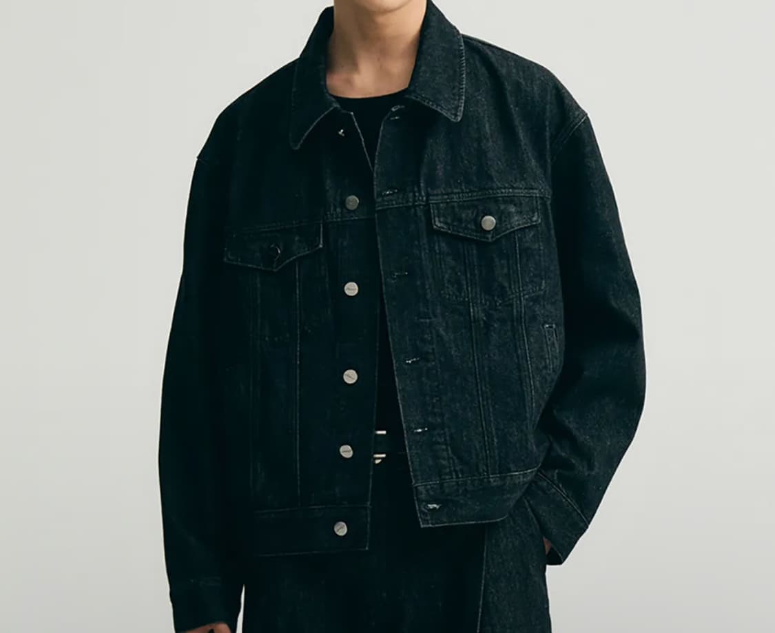 새상품) 노이어 크롭 블랙 데님 자켓 48 사이즈 팝니다. 상품이미지1