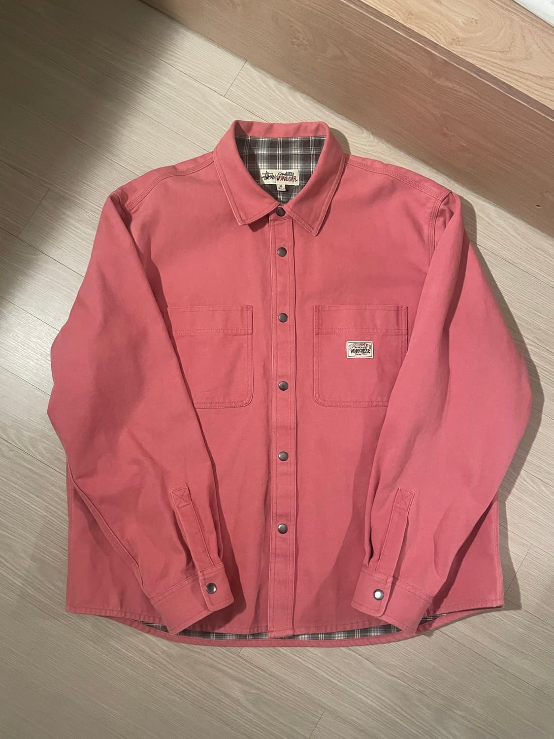 스투시 헤비 워시드 캔버스 셔츠 베리 XL 상품이미지1