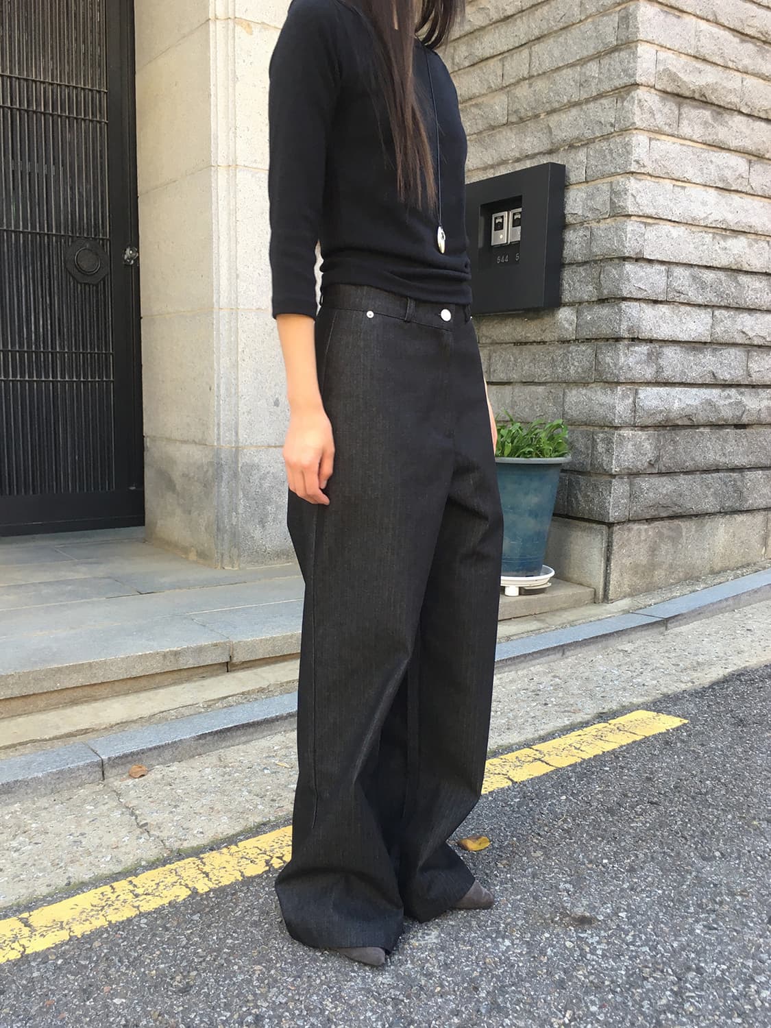 미엔느 mienne 마르 헤링본 와이드팬츠 상품이미지2