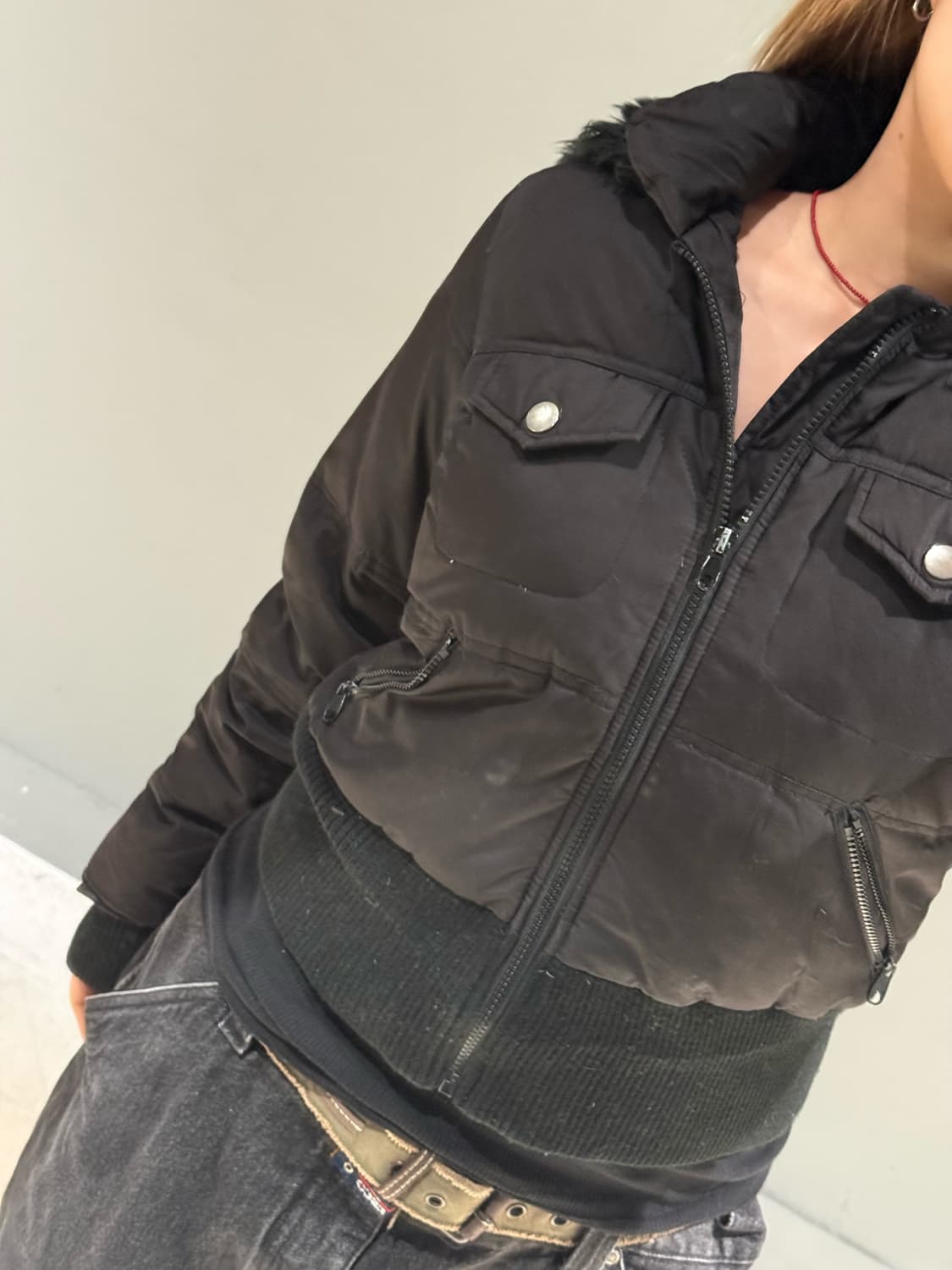 pocket detail fur trimming hood padding 상품이미지3