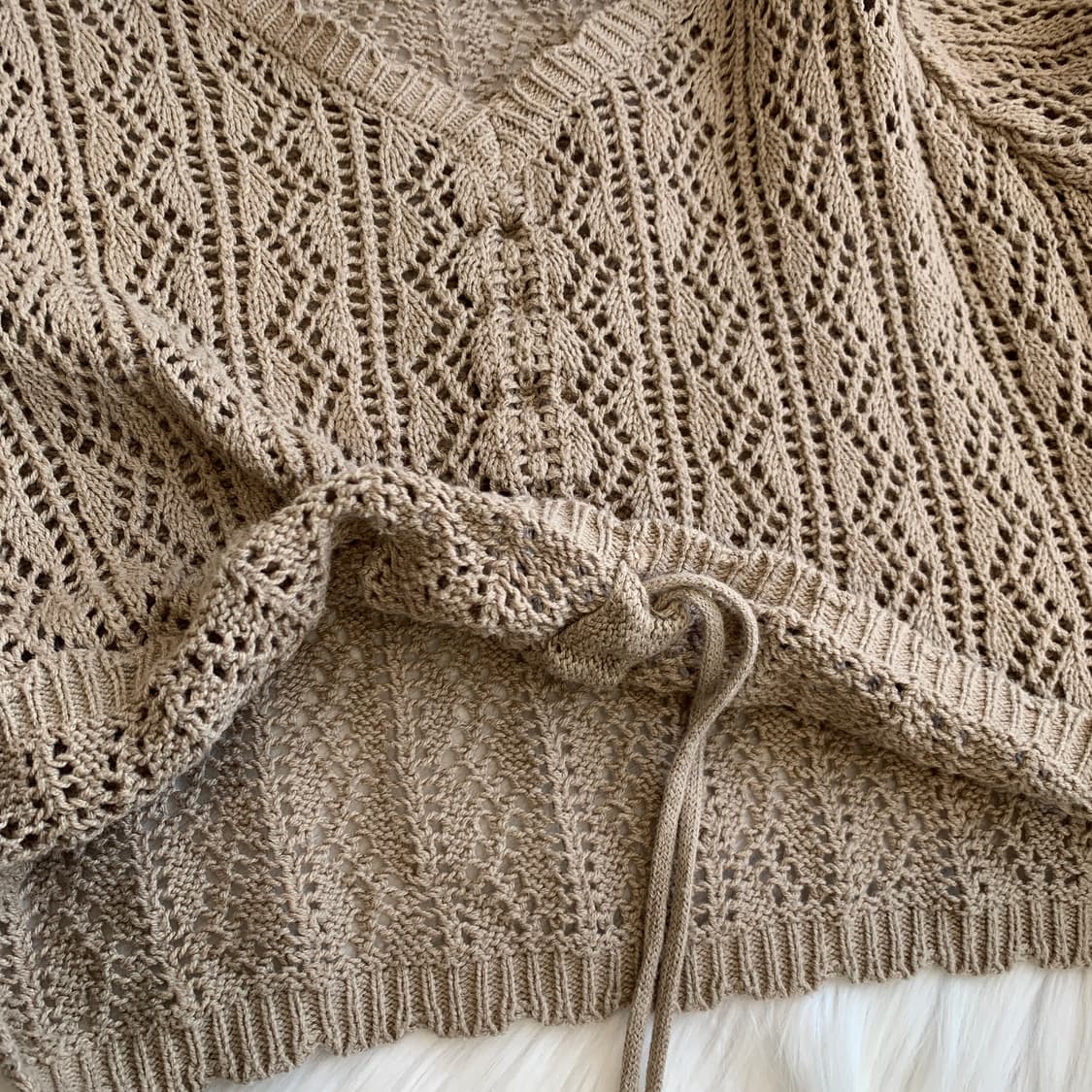 일본 빈티지 ems 셔링 스트링 퍼프 반팔 니트 1675 상품이미지6