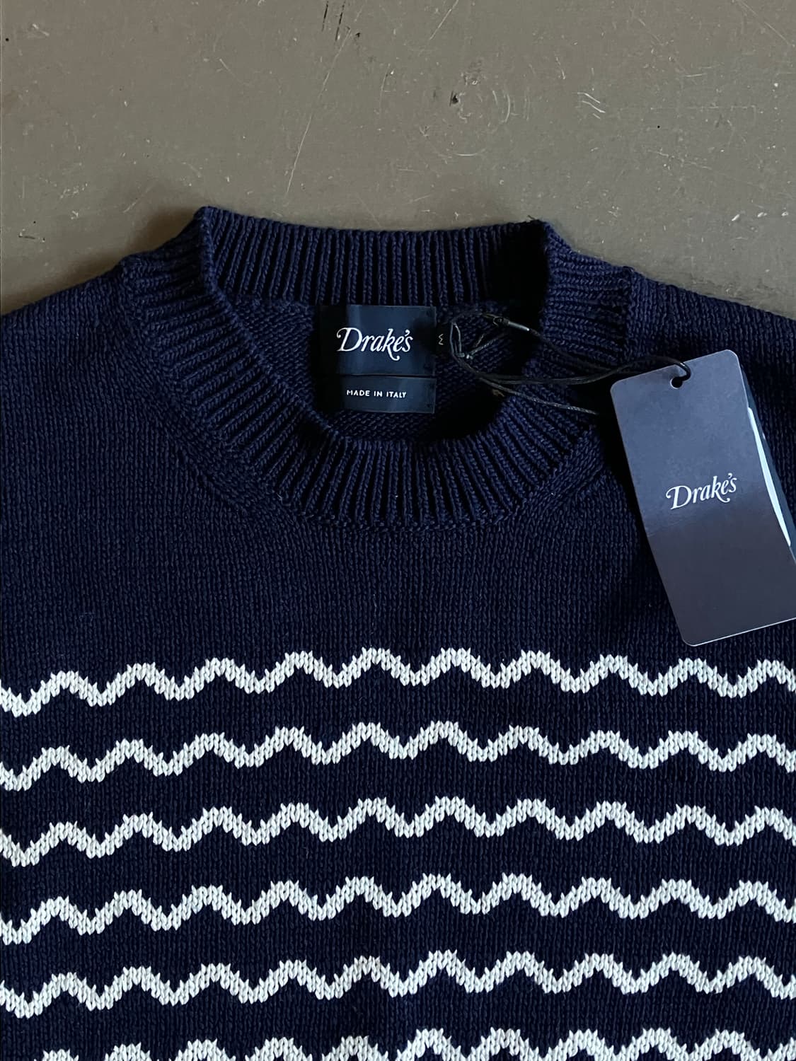 드레익스 drake's 웨이브 스트라이프 코튼 니트 M 상품이미지3